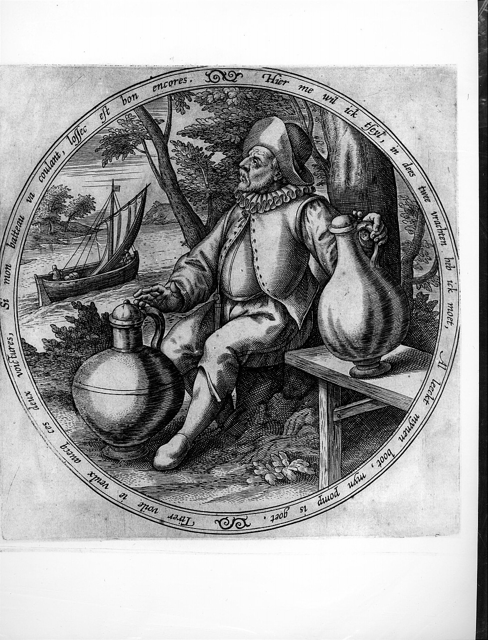 figura maschile in riva a un fiume (stampa smarginata) di Goltzius Hendrick (prima metà sec. XVII)