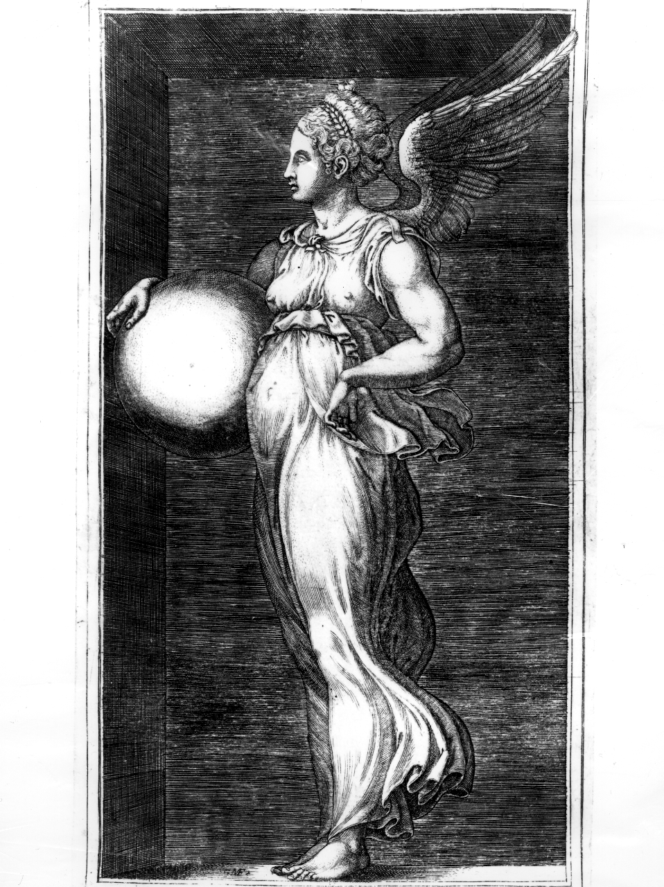 allegoria della vittoria (stampa smarginata) di Ghisi Giorgio, Pippi Giulio detto Giulio Romano (terzo quarto sec. XVI)