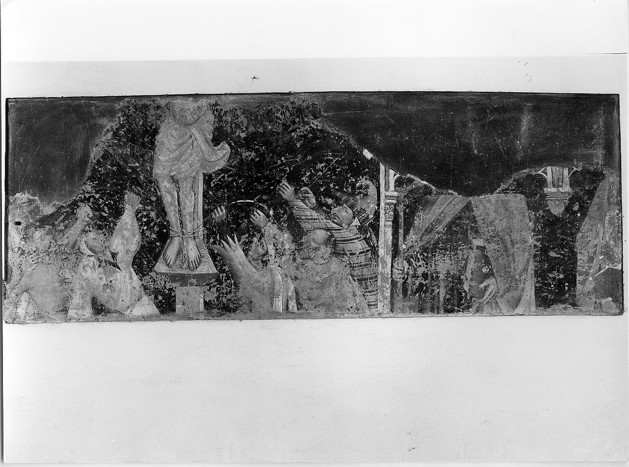 martirio di San Sebastiano (dipinto murale, frammento) - ambito fiorentino (terzo quarto sec. XIV)