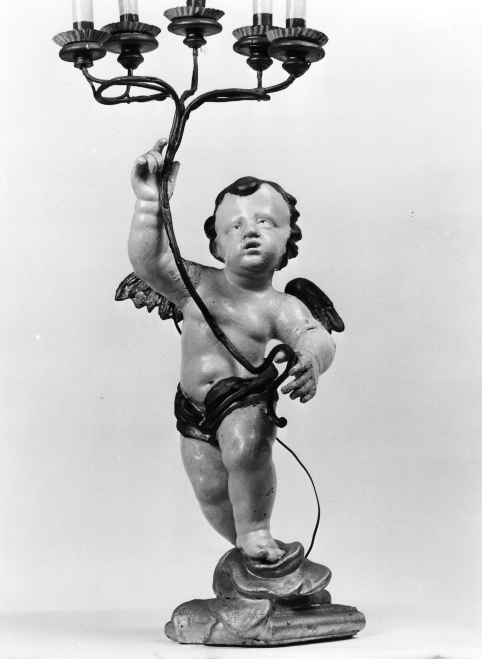 putto alato (statuetta portacandelabro) - bottega toscana (secc. XVIII/ XIX)