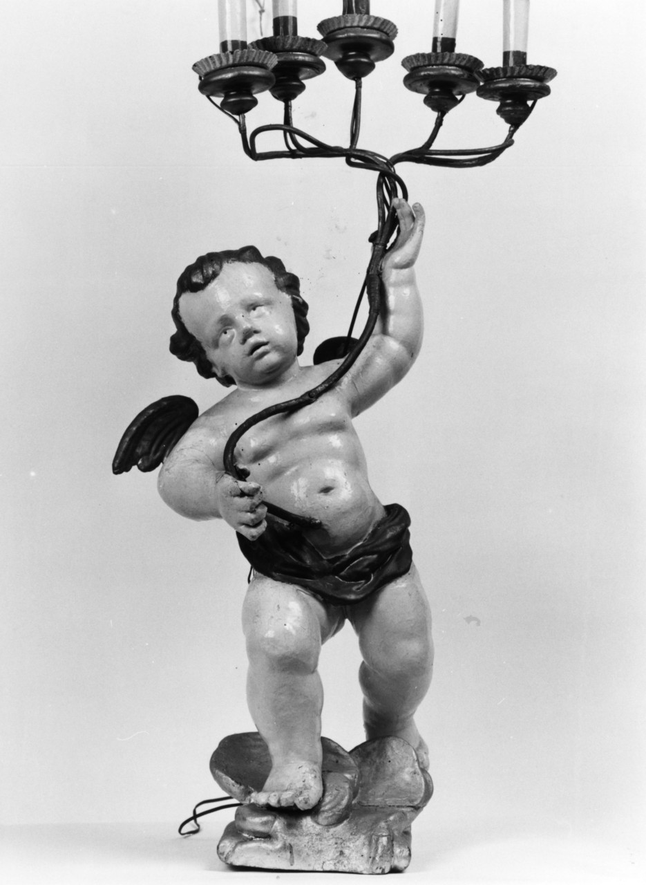 putto alato (statuetta portacandelabro) - bottega toscana (secc. XVIII/ XIX)