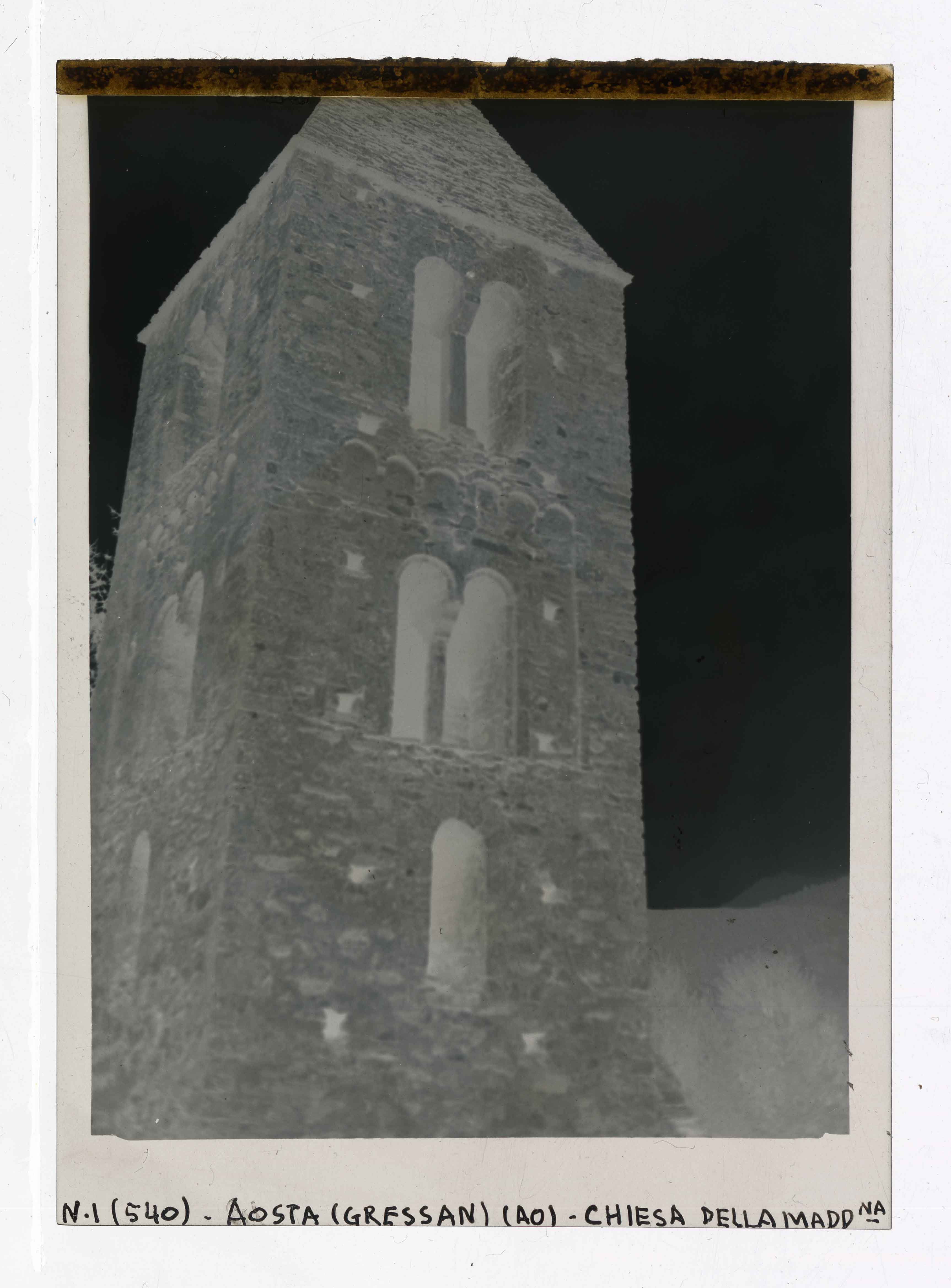 Valle d'Aosta - Architettura religiosa - Campanili (negativo) di Checchi, arch. Ercole (secondo quarto XX)