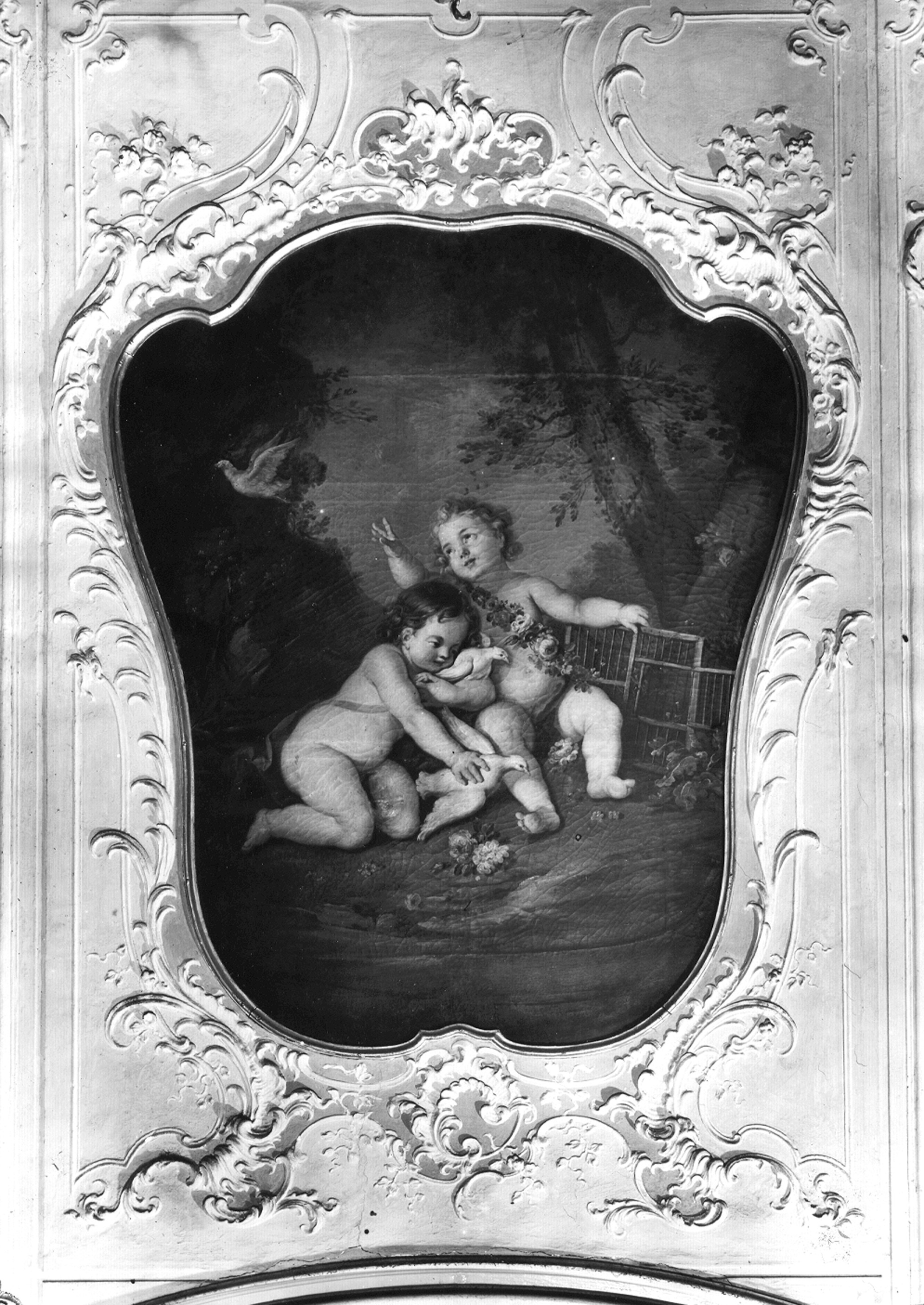 Autore ignoto. Putti che giocano - Genova - Palazzo Durazzo Pallavicini - Via Lomellini 8 (negativo) di Foto cresta (prima metà XX)