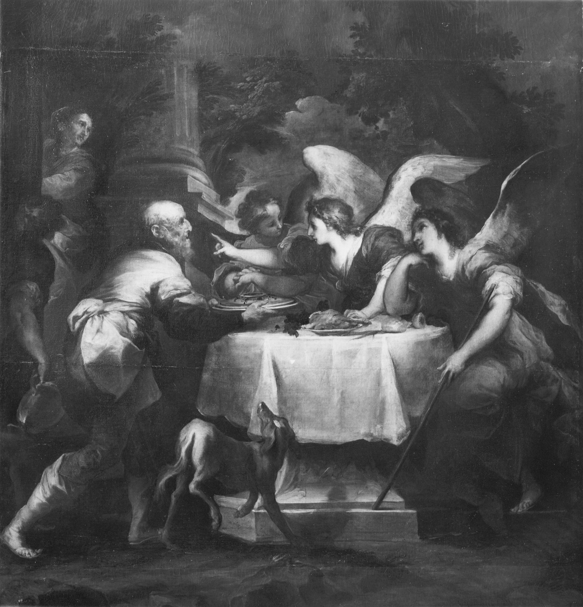 Castello, Valerio. Abramo e i tre angeli - Genova - Palazzo Durazzo Pallavicini (negativo) di Foto Gasparini (metà XX)