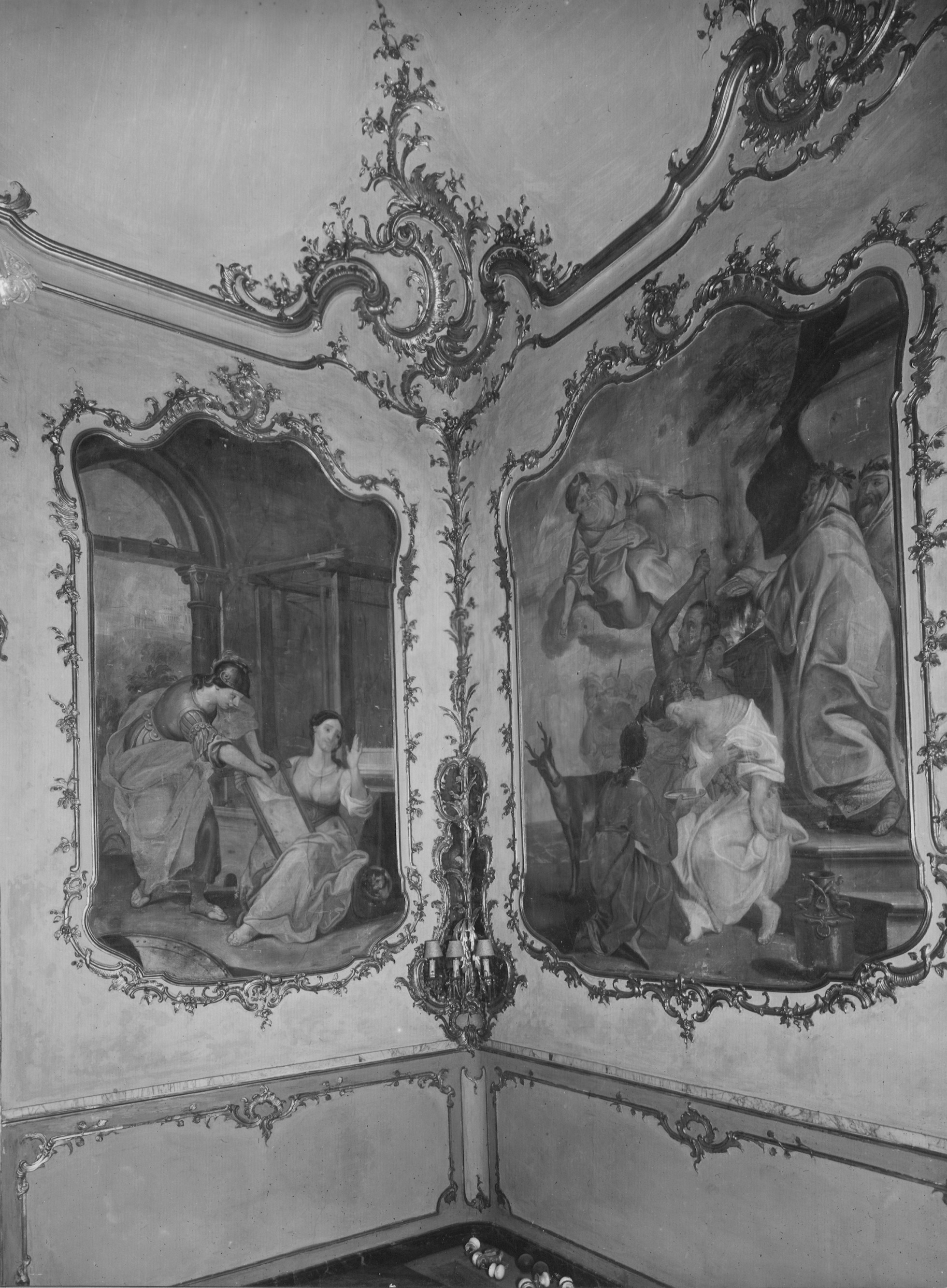 Galeotti, Giuseppe. Penelope al telaio e Sacrificio di Ifigenia - Genova - Palazzo Granello (negativo) di Foto Cresta (metà XX)