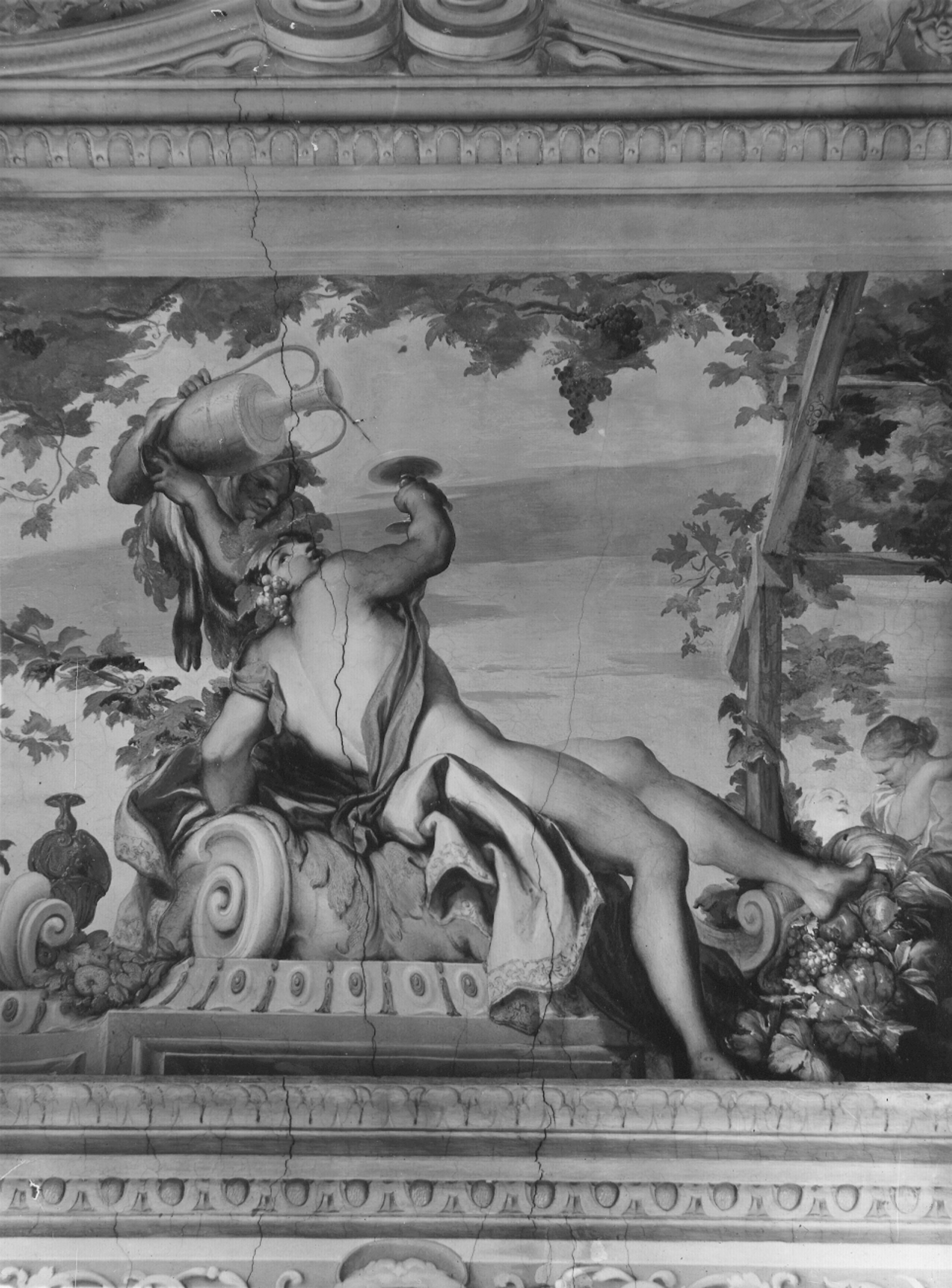 De Ferrari, Gregorio. Affresco della volta della Sala delle Stagioni (particolare), Autunno - Genova - Villa Balbi Durazzo Gropallo allo Zerbino (negativo) di Gasparini, Renato (metà XX)