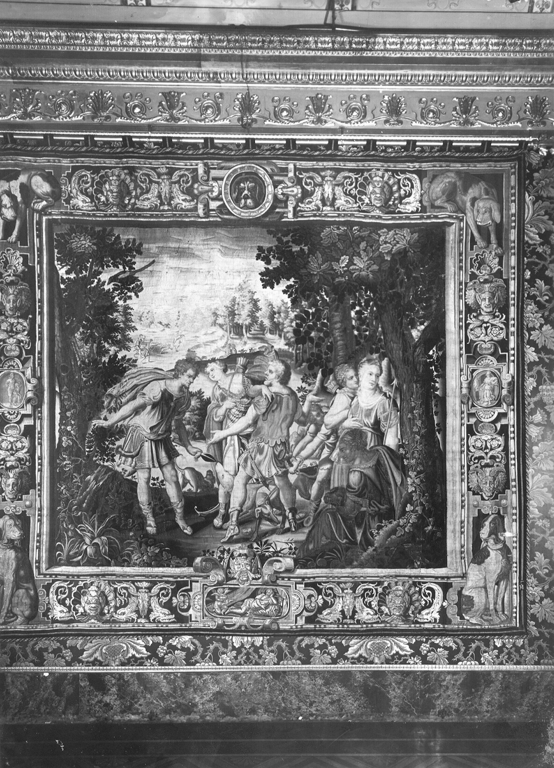Manifattura parigina. Arazzo, Diana con i giganti Oto ed Efialte - Genova - Museo di Palazzo Reale (negativo) di Foto Cresta (prima metà XX)