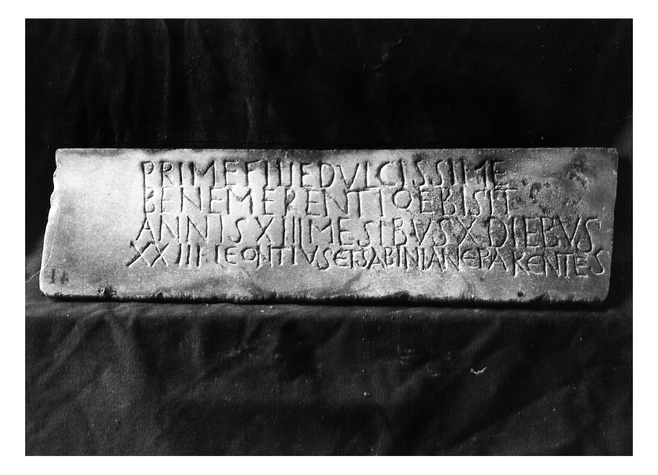 iscrizione funeraria - produzione tardoantica (secc. IV-V d.C)