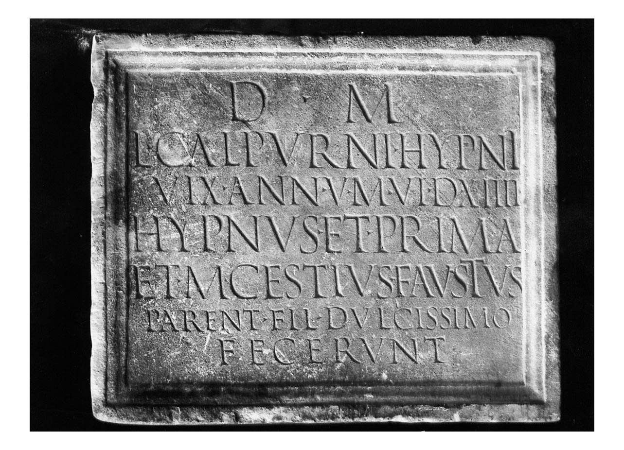 iscrizione funeraria - produzione tardoantica (sec. I d.C)