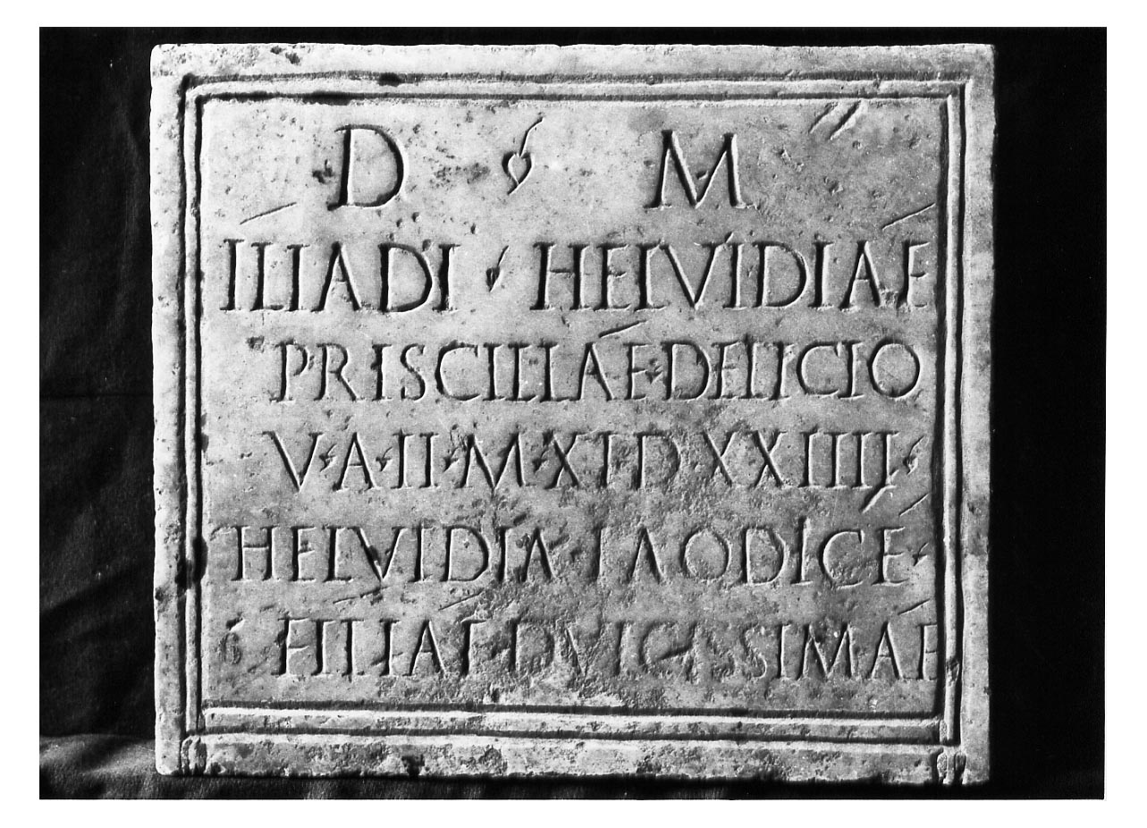 iscrizione funeraria - produzione imperiale (fine sec. II d.C)