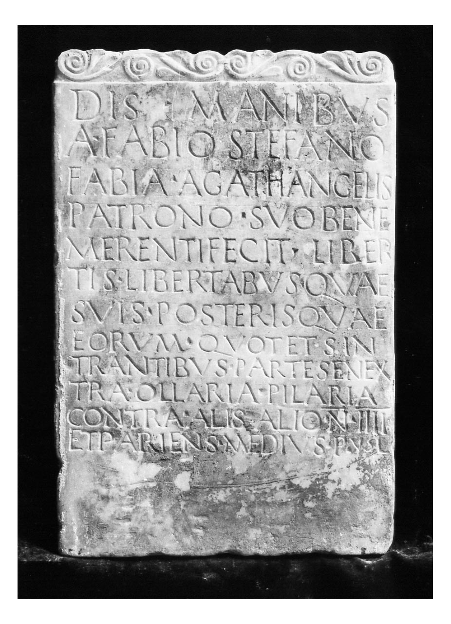 iscrizione funeraria - produzione imperiale (sec. I d.C)