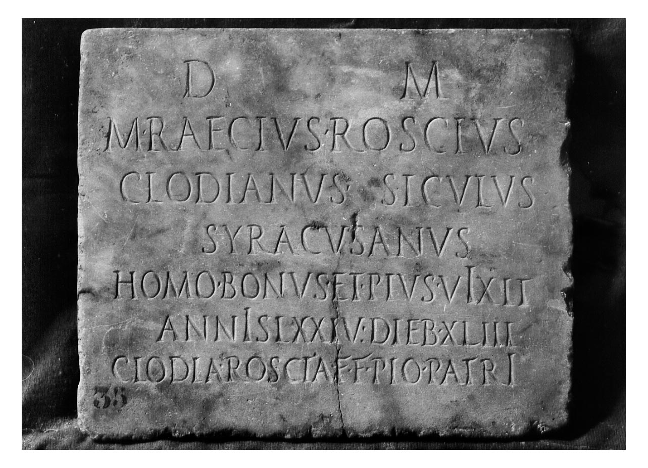 iscrizione funeraria - produzione imperiale (seconda metà sec. I d.C)