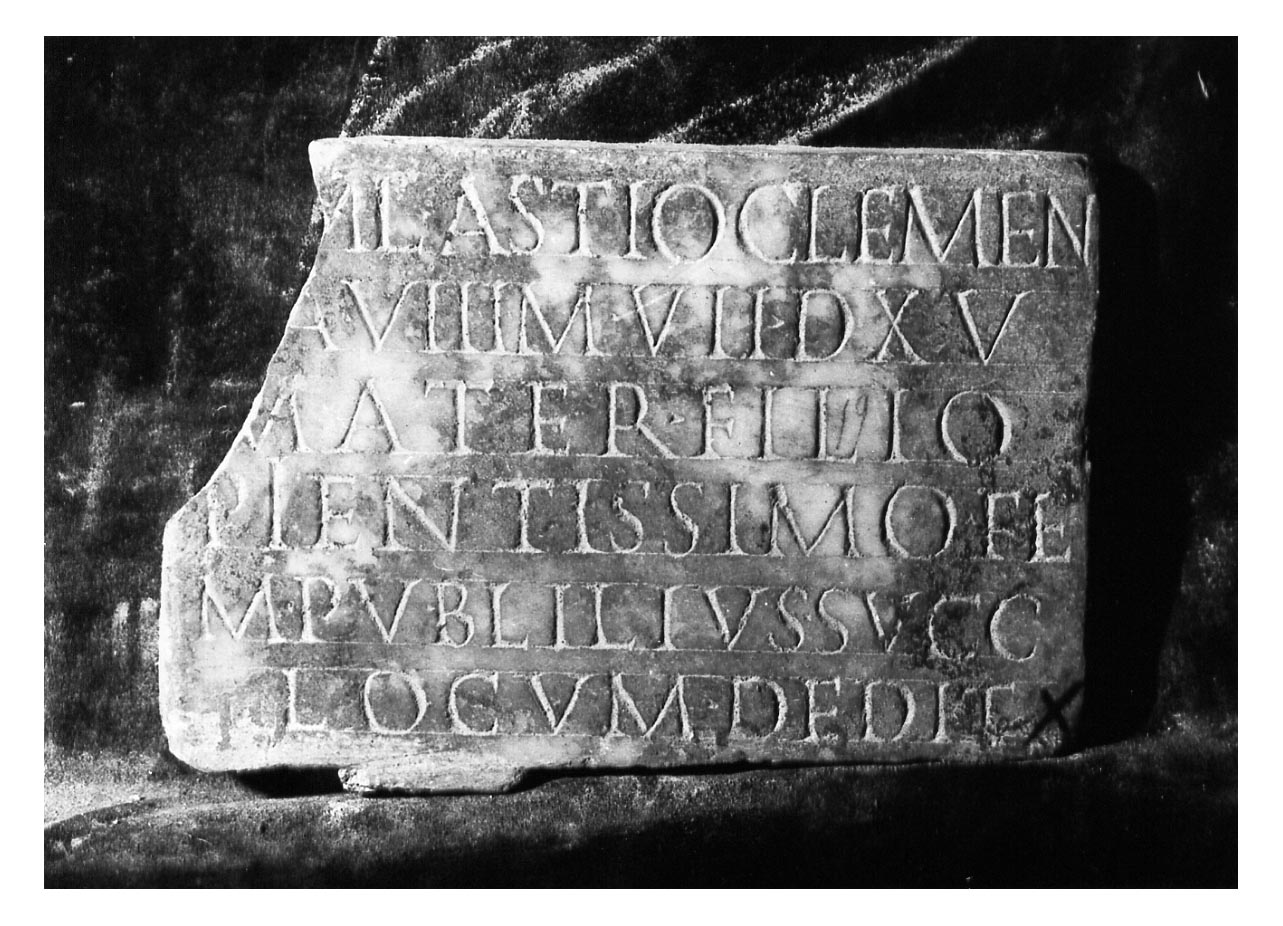 iscrizione funeraria - produzione imperiale (seconda metà sec. I d.C)