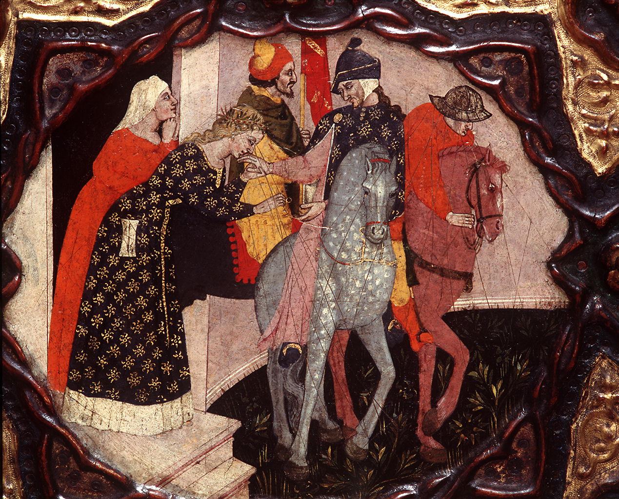 partenza di Saladino dalla casa di Torello (formella) - bottega fiorentina (primo quarto sec. XV)