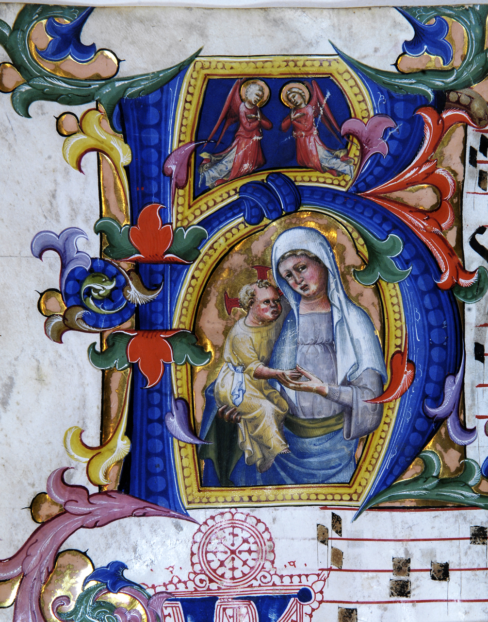 Madonna con Bambino e angeli (miniatura) di Bartolomeo di Fruosino (attribuito) (primo quarto sec. XV)