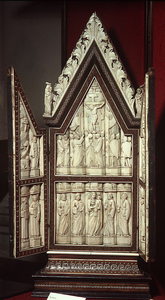 crocifissione (trittico portatile) di Embriachi Baldassarre degli (bottega) - ambito fiorentino (sec. XV)