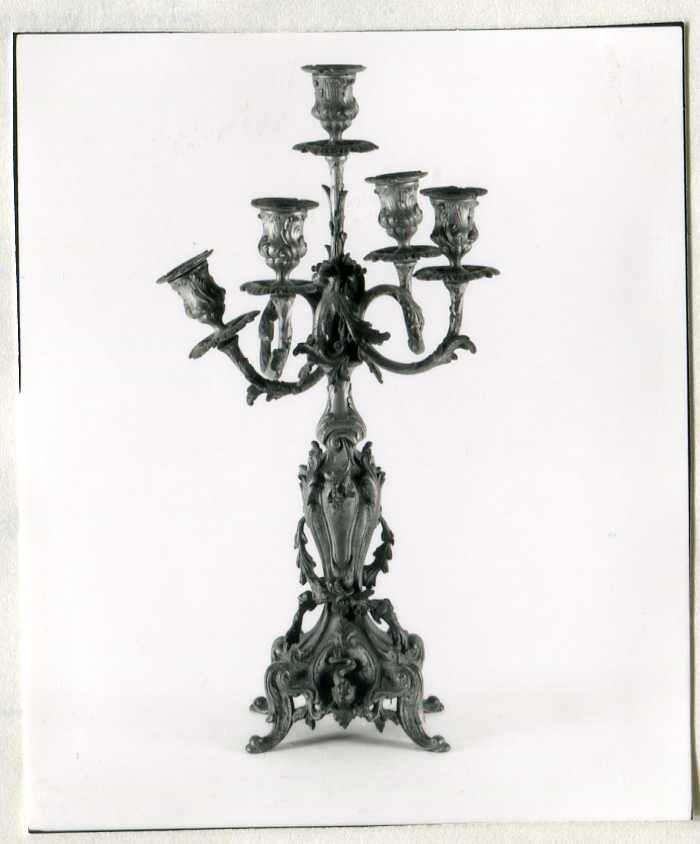 candelabro a cinque bracci, coppia - manifattura italiana (seconda metà sec. XIX)
