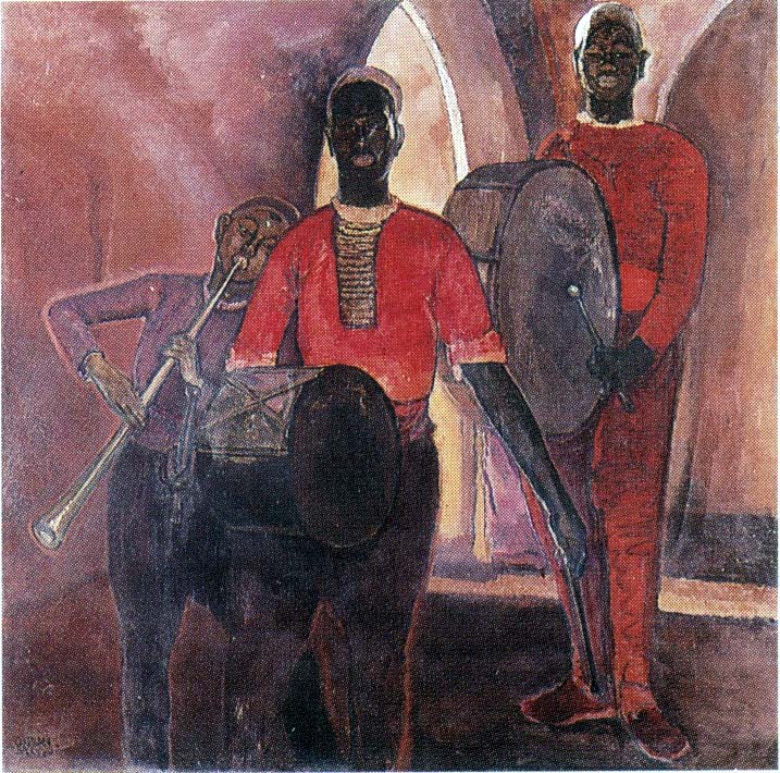 Jazz (sudanesi con grancassa e piffero), dipinto