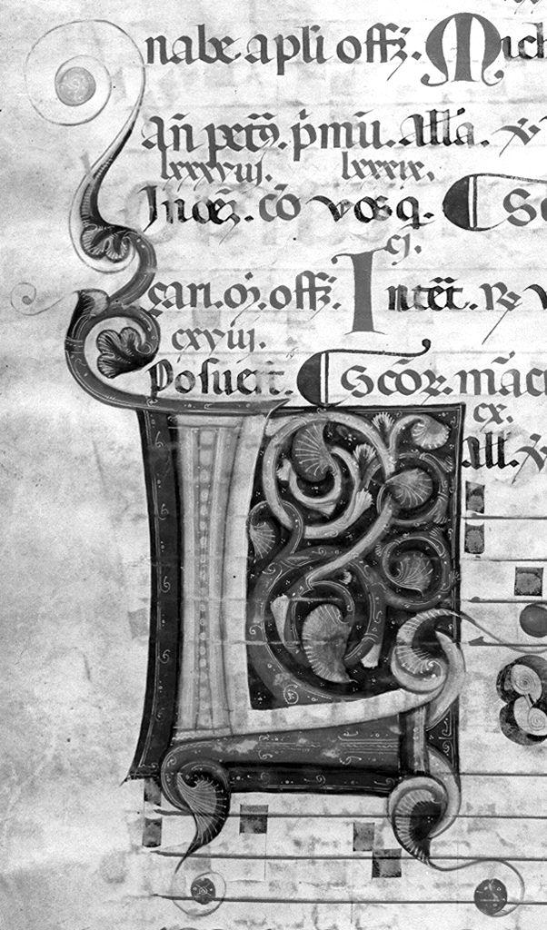lettera L (miniatura) - ambito fiorentino-aretino (sec. XIII)