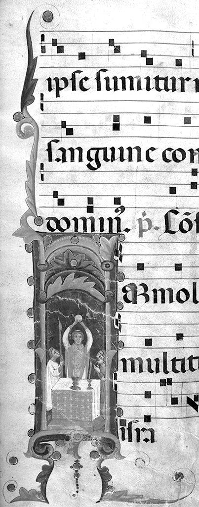 lettera I, Eucaristia (miniatura) - ambito fiorentino (sec. XIV)