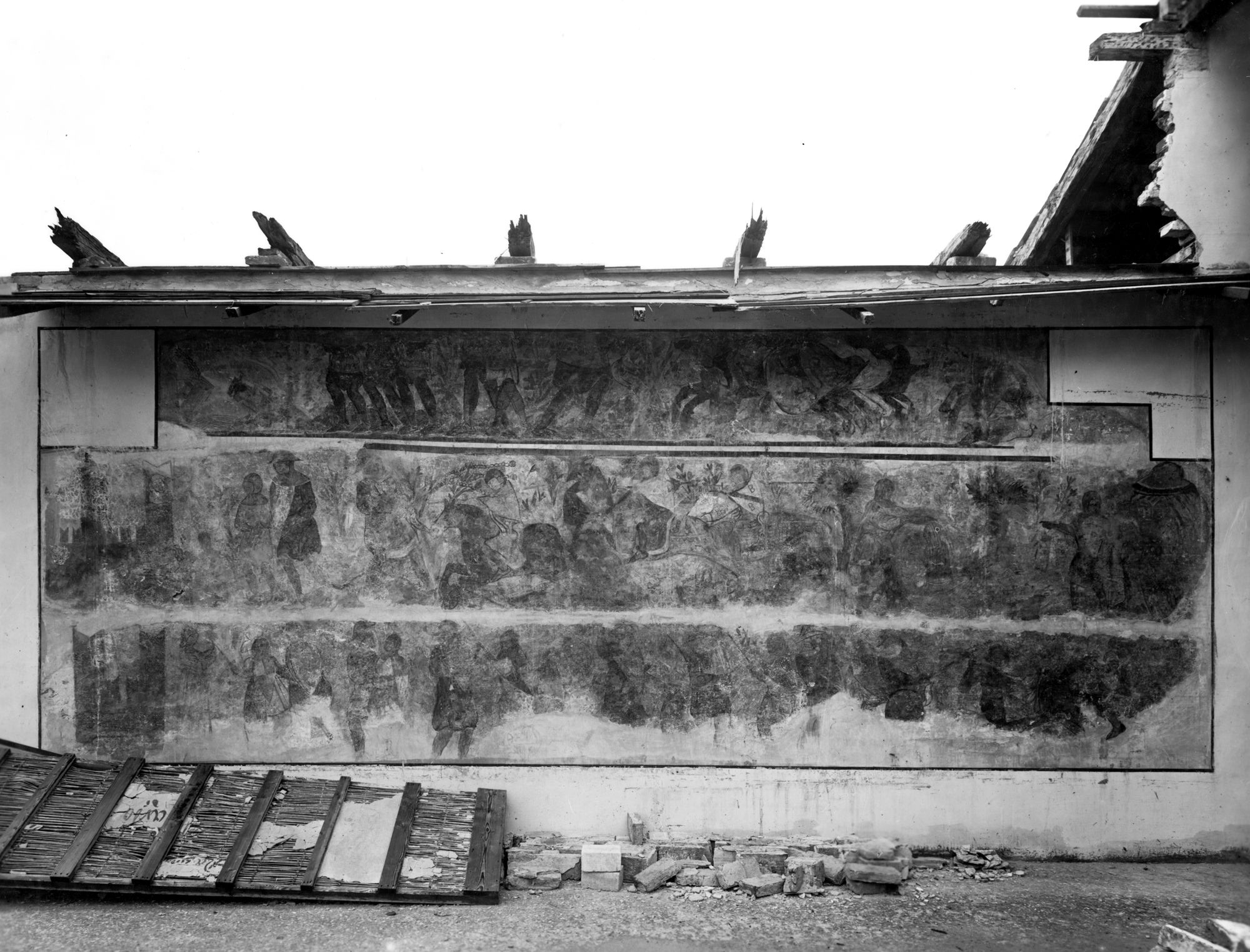 Museo Civico. Affresco cavalleresco già nel palazzo Collalto crollato il 7/4/1944 (negativo) di Gabinetto fotografico (XX)