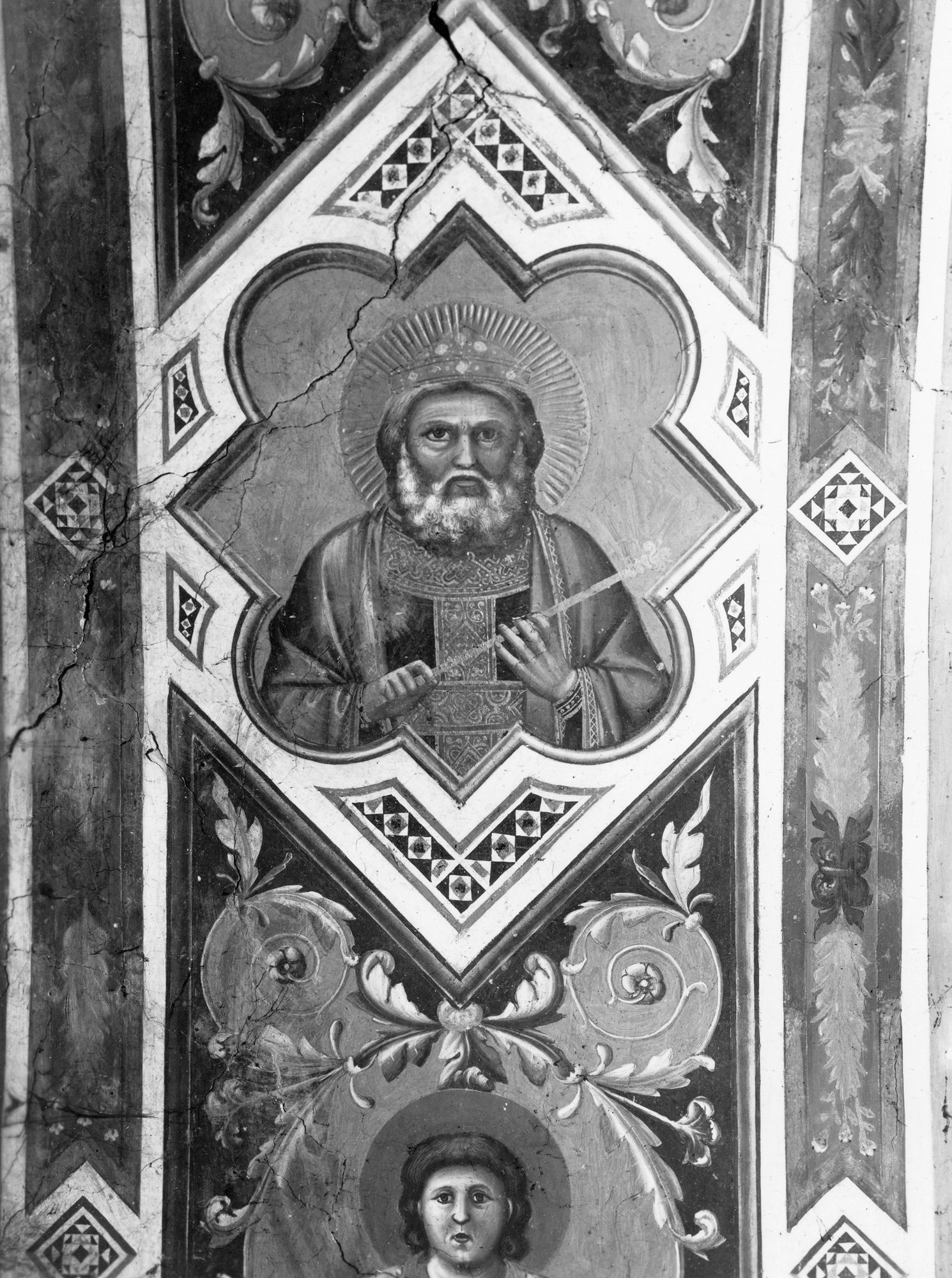 Cappella degli Scrovegni. Giotto. Fascia a chiaro-scuro con busto di Santo (negativo) di Gabinetto fotografico (XX)