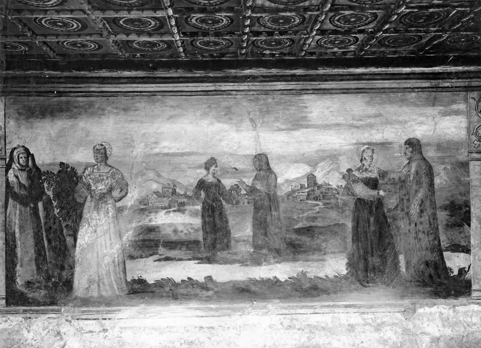 Arquà Petrarca. Affreschi con paesaggio in casa del Petrarca (negativo) di Gabinetto fotografico (XX)