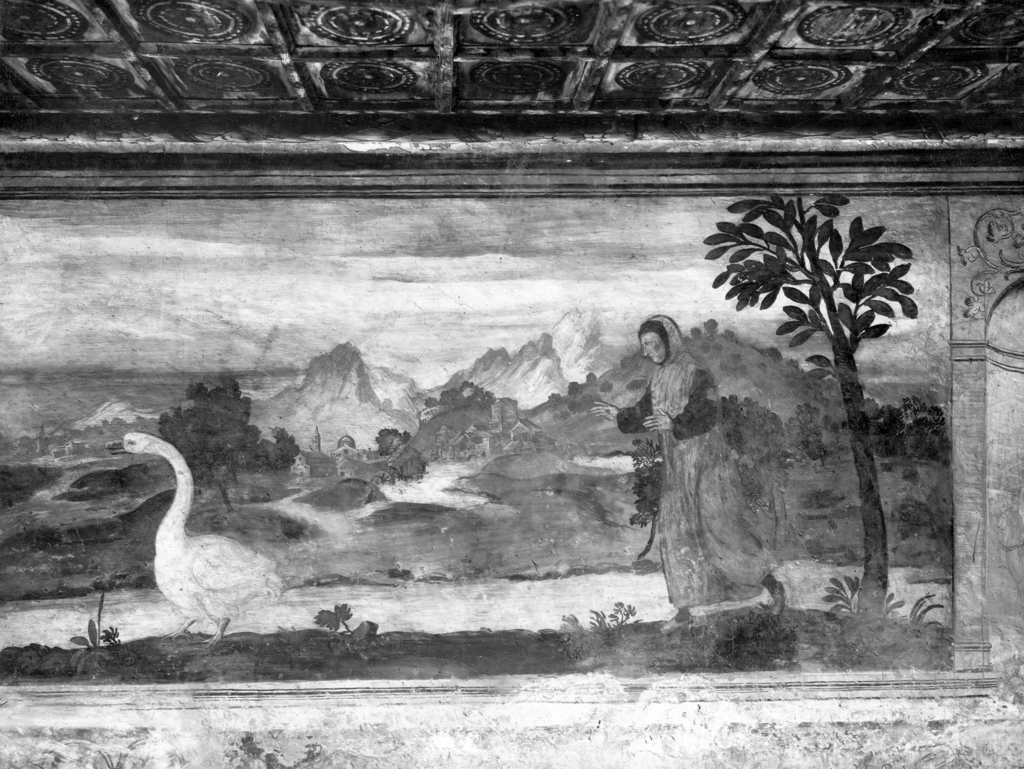 Arquà Petrarca. Affreschi con paesaggio in casa del Petrarca (negativo) di Gabinetto fotografico (XX)