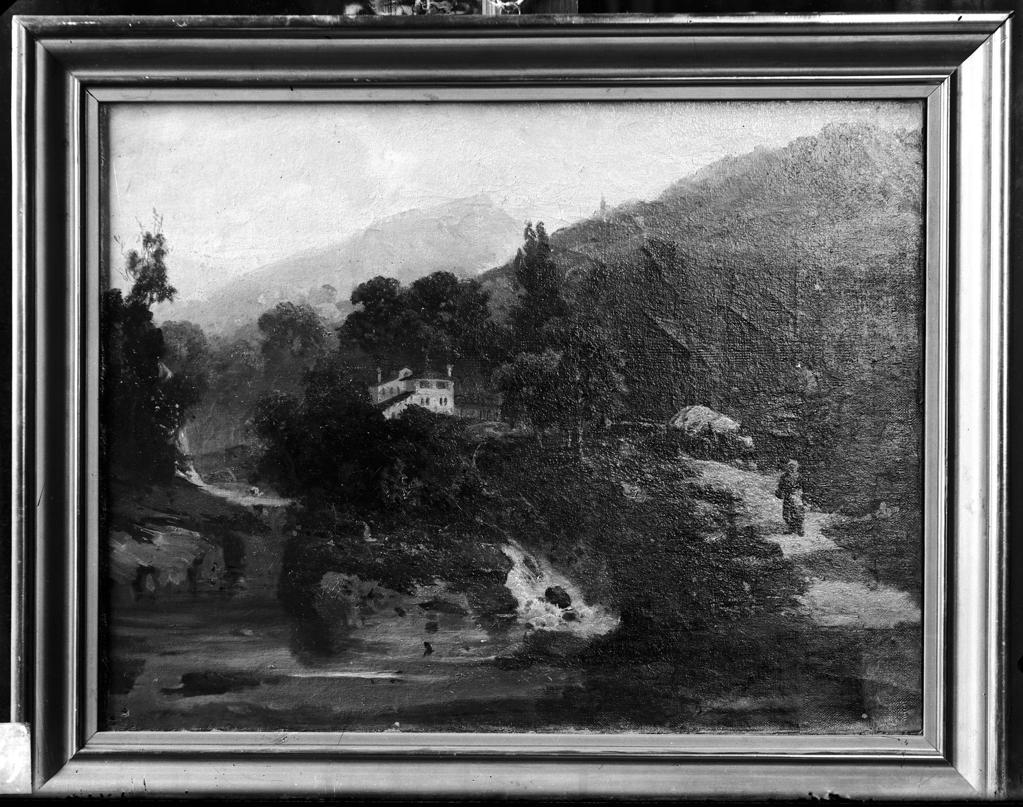 Villa Nazionale di Stra. Paesaggio. Dipinto di Francesco Milani (negativo) di Gabinetto fotografico (XX)