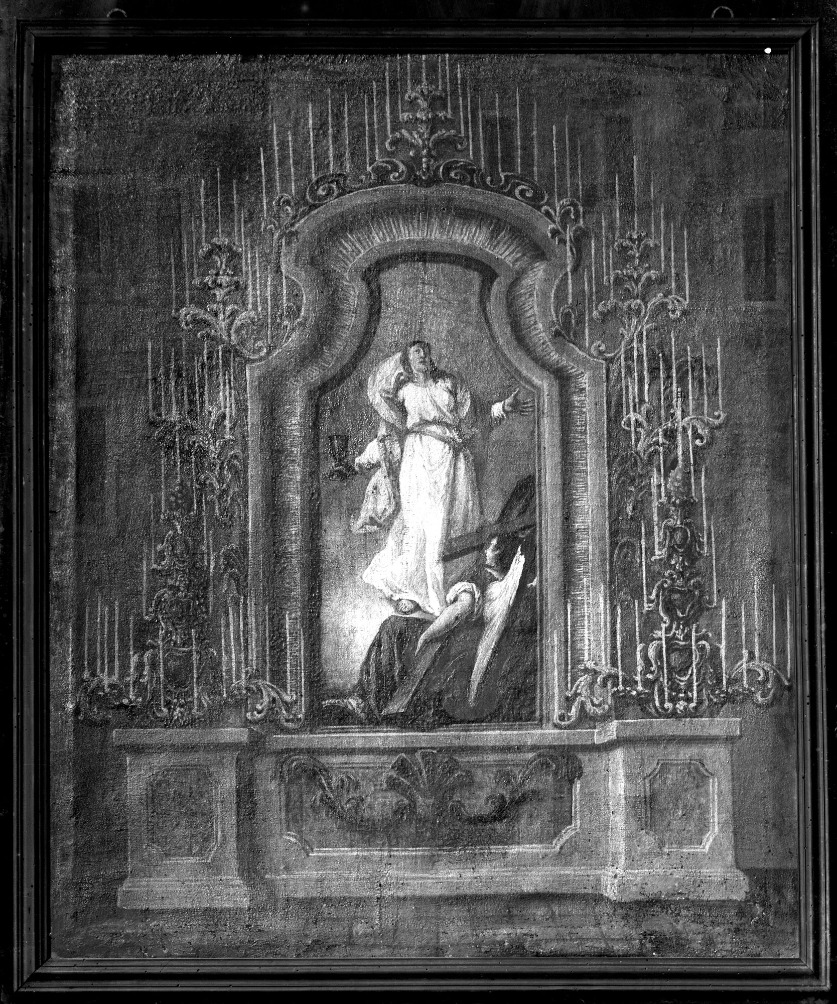 Villa Nazionale di Stra. Altarino, dipinto col Redentore e l'angelo della pace (negativo) di Gabinetto fotografico (XX)