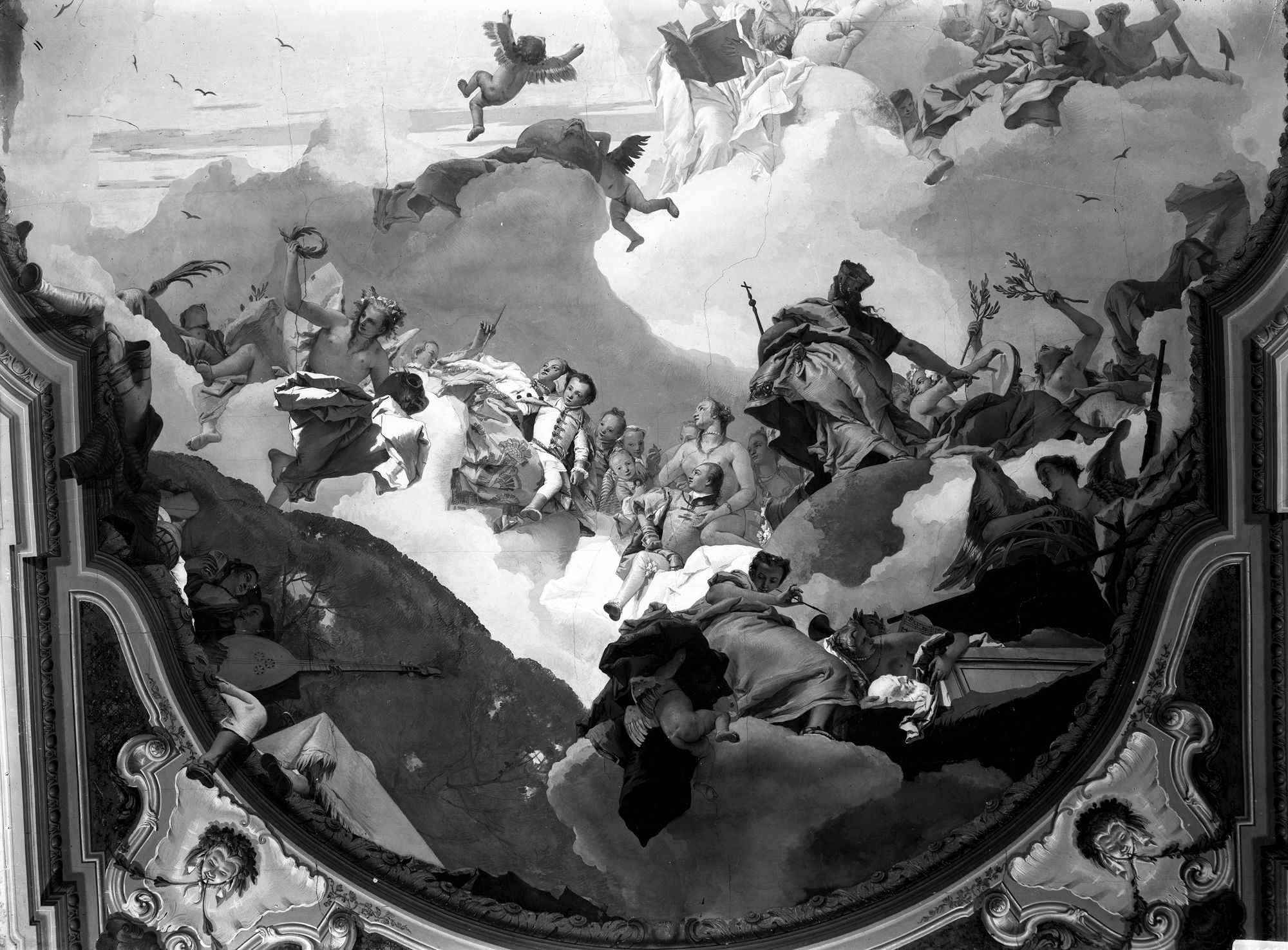 Villa Nazionale di Stra. Il soffitto del Tiepolo della sala da ballo. particolare (negativo) di Gabinetto fotografico (XX)