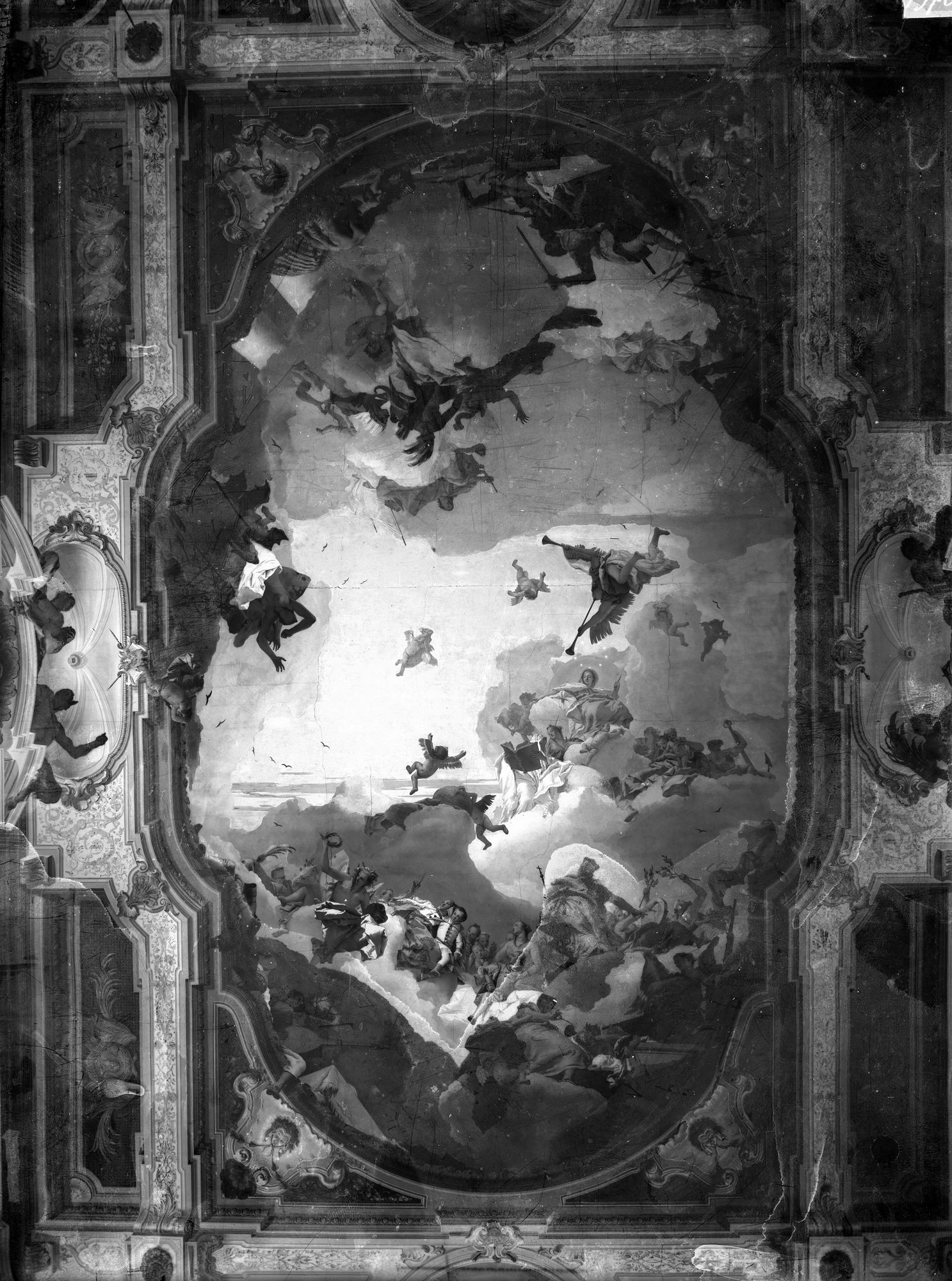 Villa Nazionale di Stra. Il soffitto del Tiepolo della sala da ballo. particolare (negativo) di Gabinetto fotografico (XX)