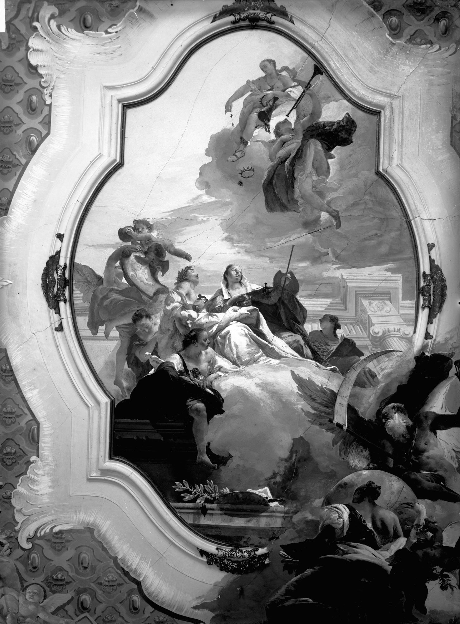 Villa nazionale di Stra. Soffitto del Guarana della stanza n. 113 (negativo) di Gabinetto fotografico (XX)