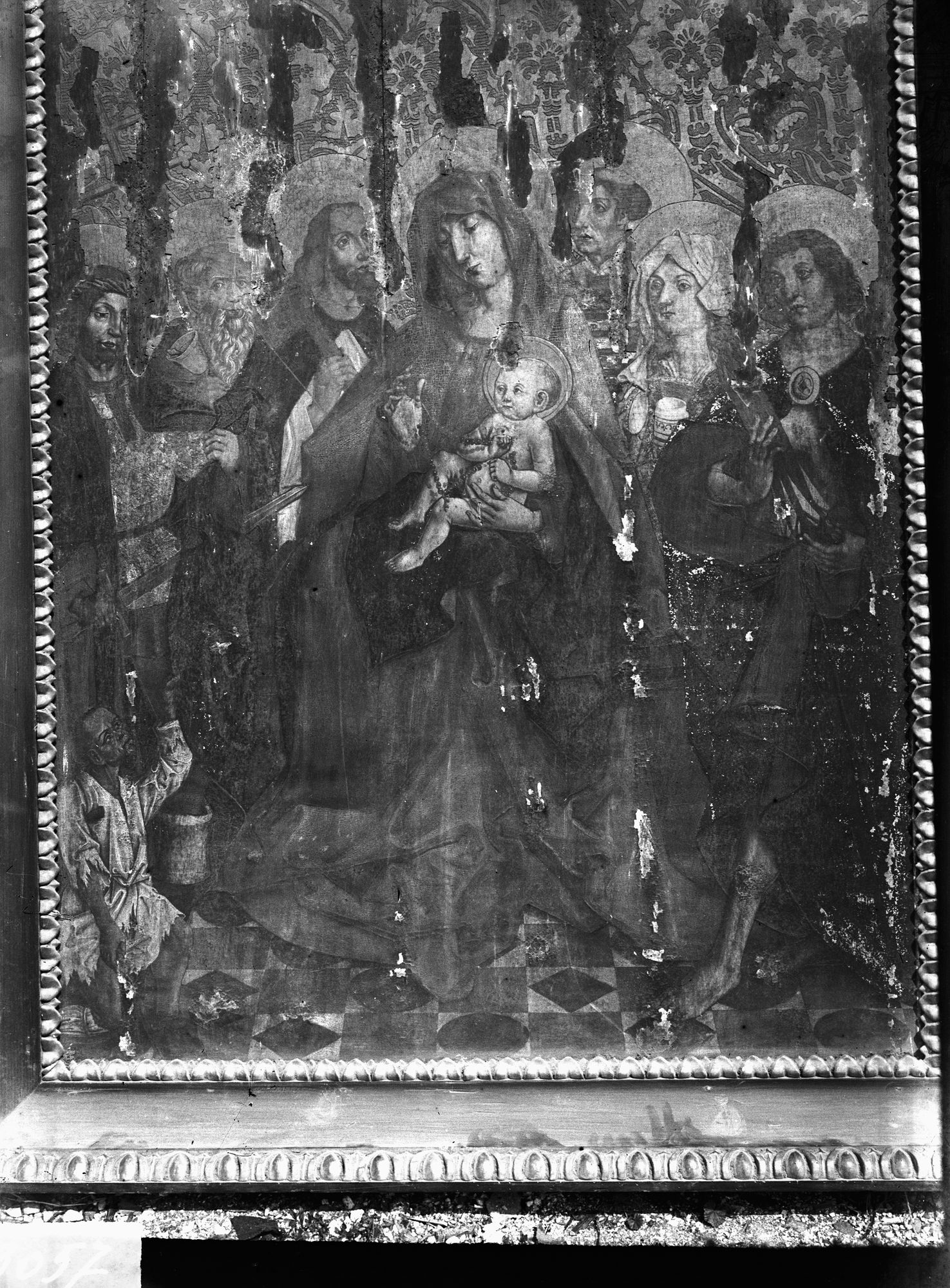 Forno di Zoldo. La Madonna col Bambino. Santi, quadro a tempera (negativo) di Sopraintend. Ongaro (XX)