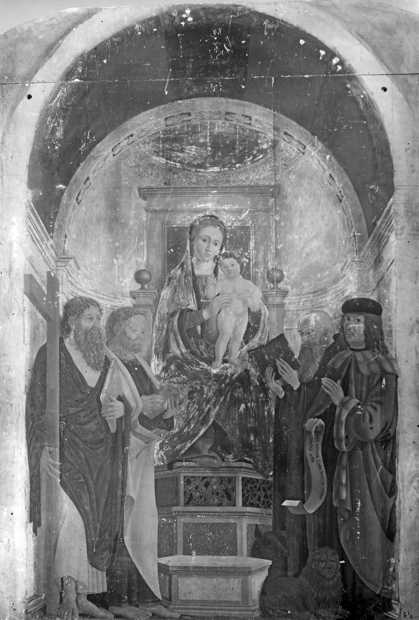 Mostra del dopolavoro. Belluno. Chiesa di Visoma. Antonio Cesa. La Madonna con Sant' Andrea e Santi (negativo) di Gabinetto fotografico (XX)