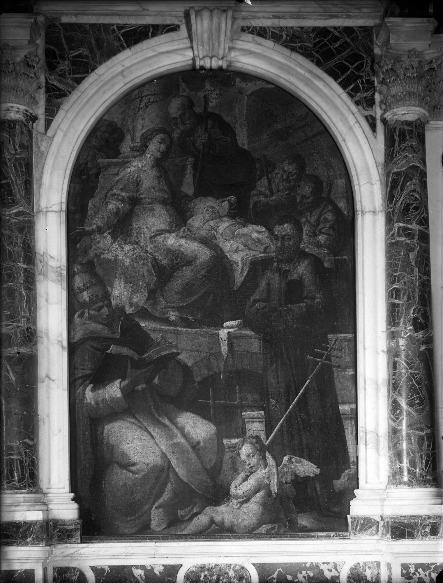 Episcopio. G. Zampini. Madonna con San Giuseppe ed i beati Enrico e Benedetto XI (negativo) di Gabinetto fotografico (XX)