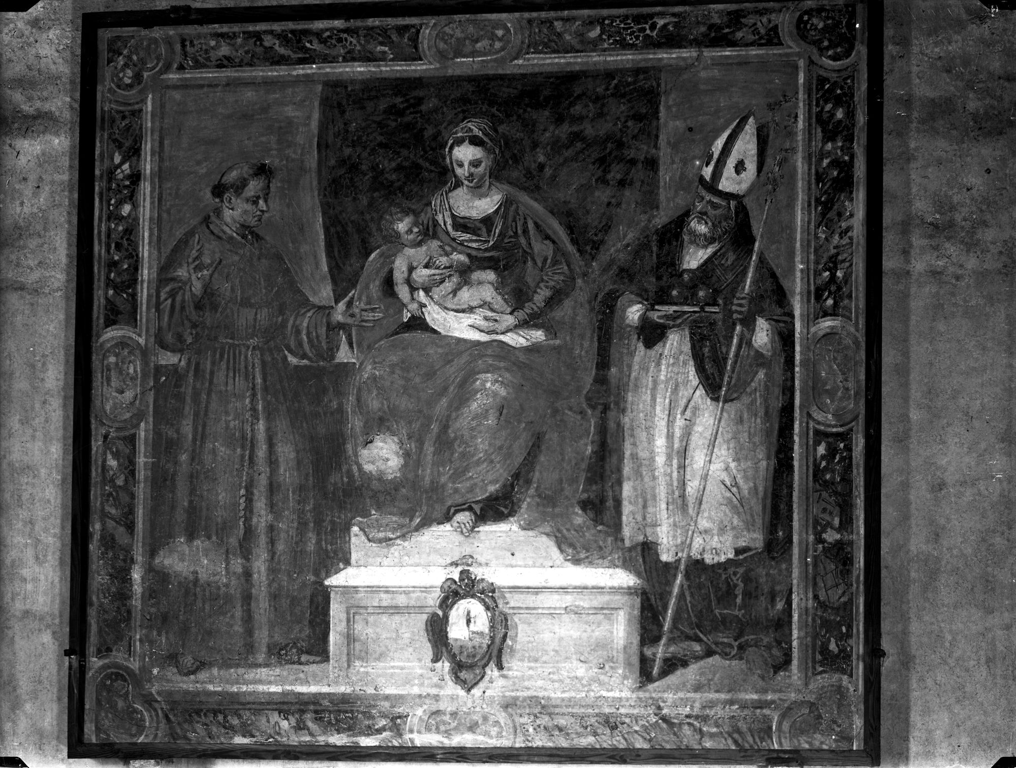 Chiesa San Francesco. Madonna. San Francesco e San Nicolò. Affresco (negativo) di Gabinetto fotografico (XX)