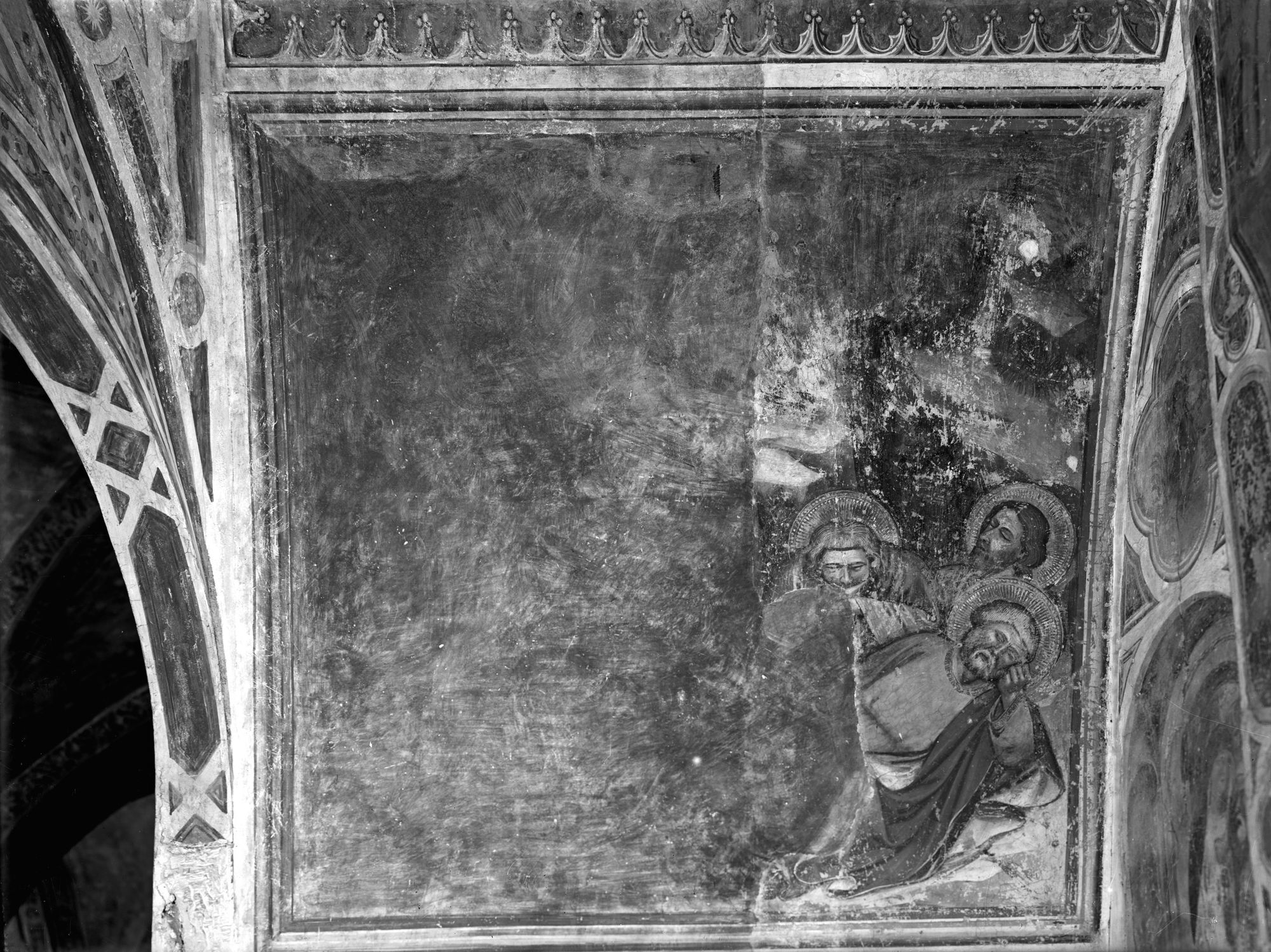 Chiesa Santa Lucia. Gli apostoli addormentati e l'ultima cena. Affreschi sec. XIV (negativo) di Gabinetto fotografico (XX)