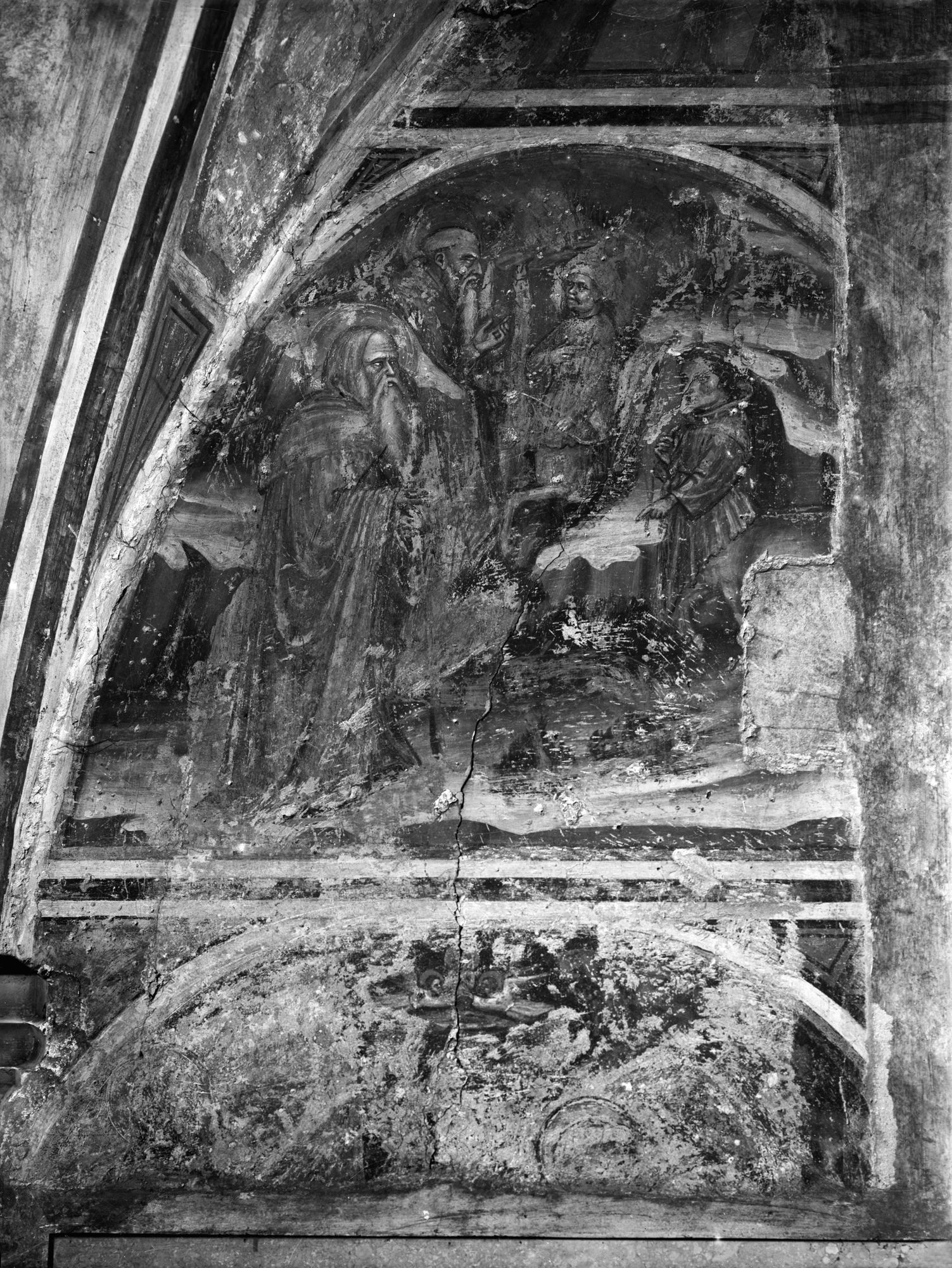 Chiesa Santa Lucia. Storia di Sant' Antonio Abate. Affresco sec. XIV (negativo) di Gabinetto fotografico (XX)