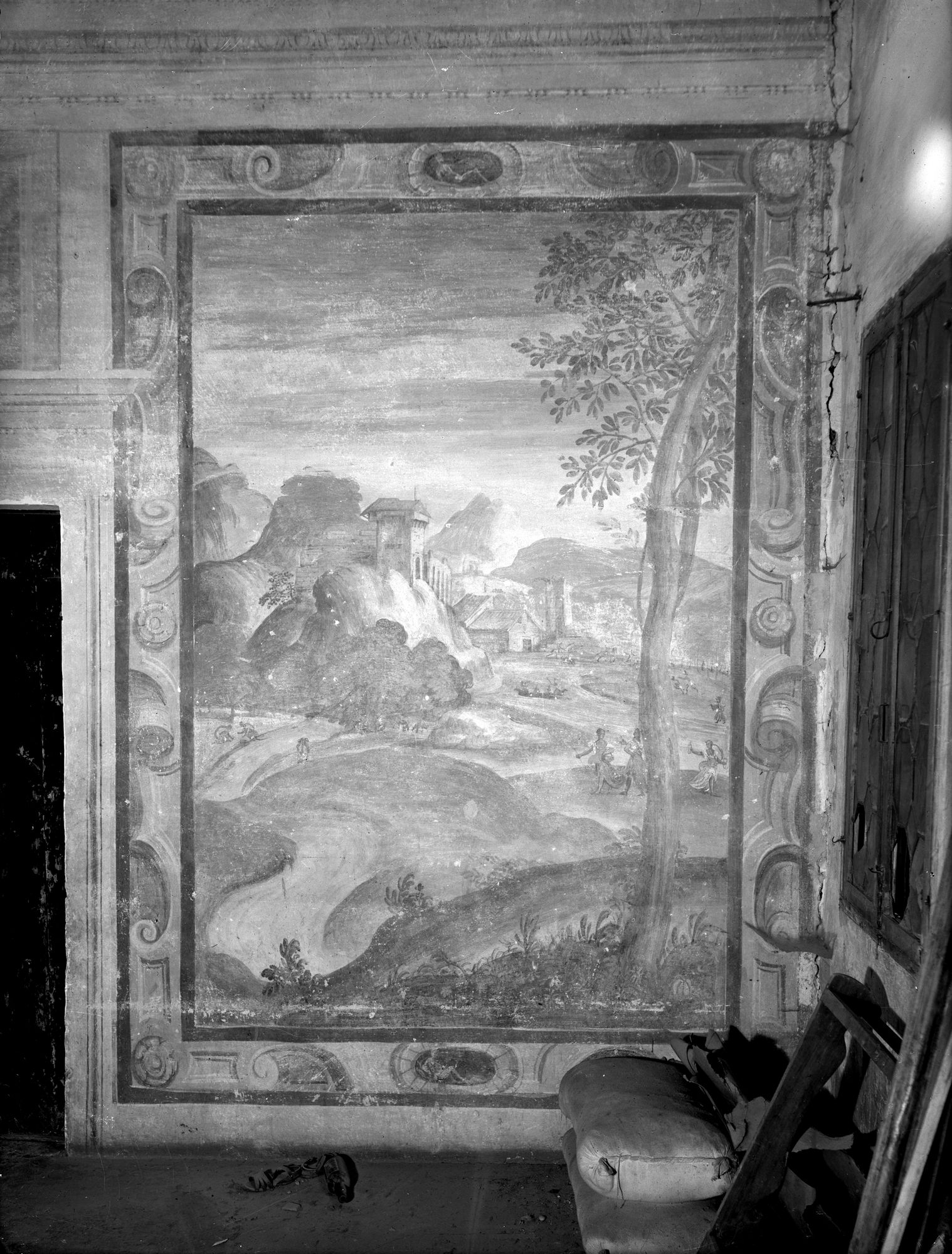 Villa Morchio. Affresco paesaggio. Scuola .. 500 (negativo) di Gabinetto fotografico (XX)