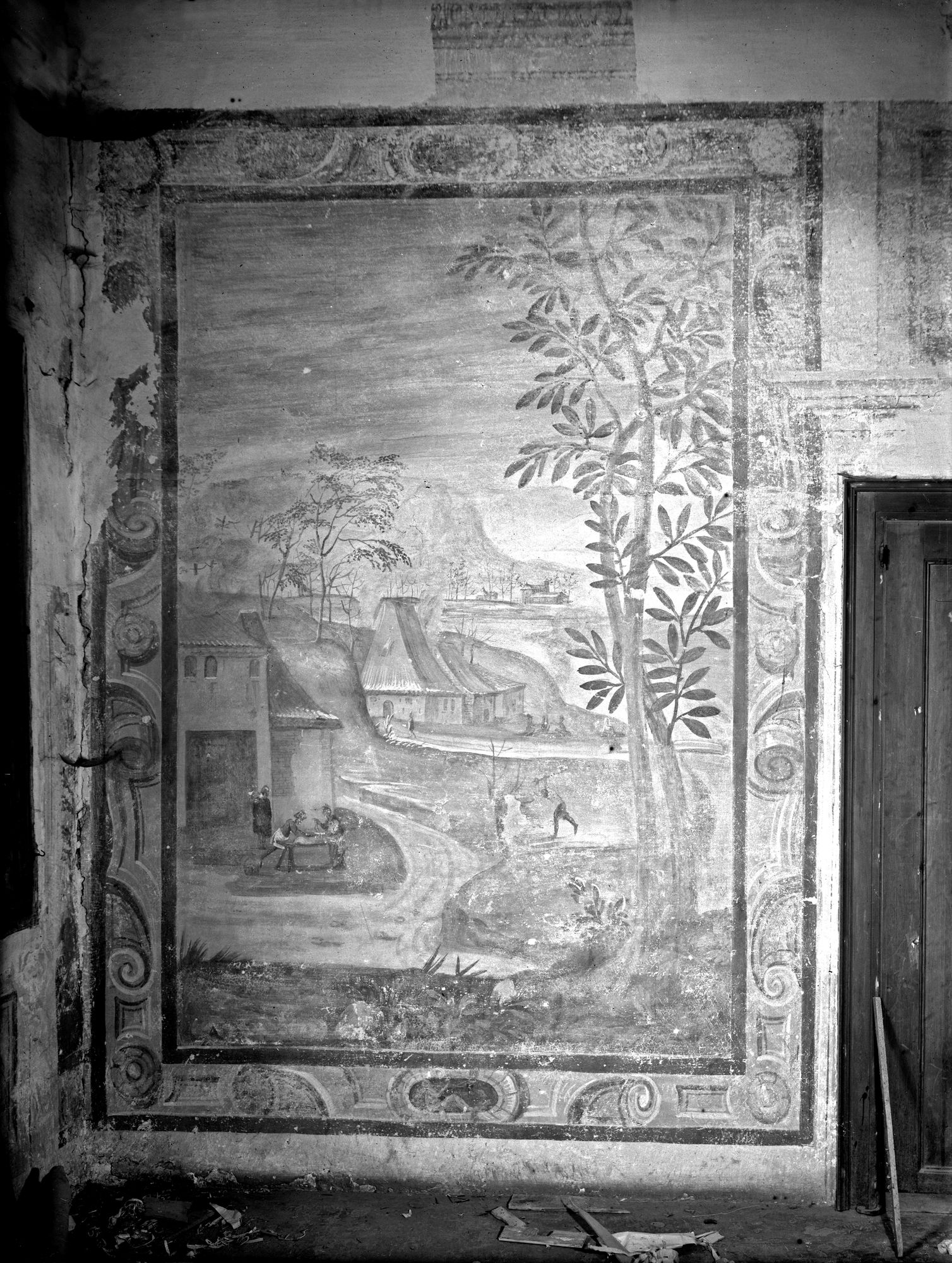 Villa Morchio. Affresco, paesaggio (negativo) di Gabinetto fotografico (XX)