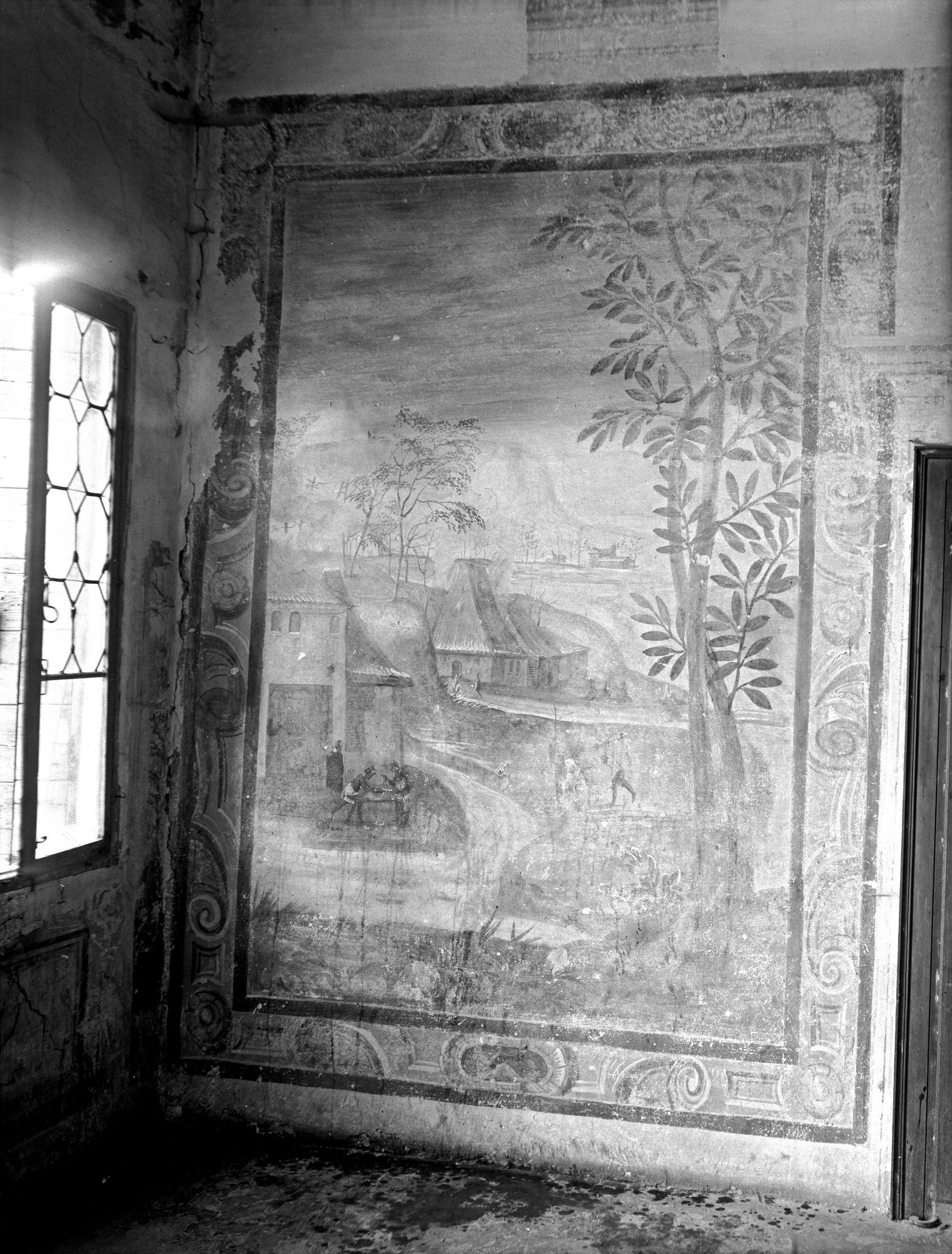 Villa Morchio. Affresco, paesaggio (negativo) di Gabinetto fotografico (XX)