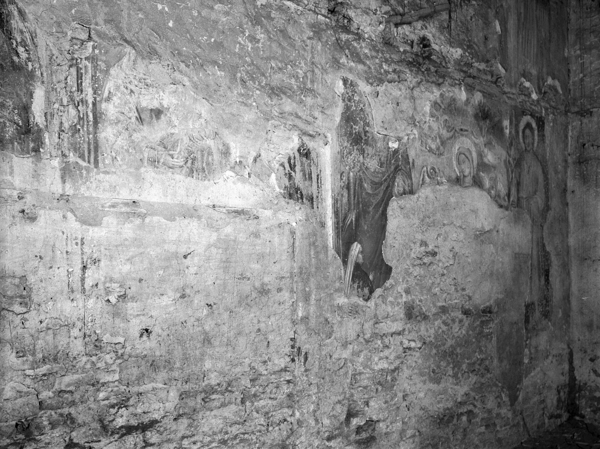 Cappella di San Michele. Particolare di una parete affrescata (negativo) di Gabinetto fotografico (XX)