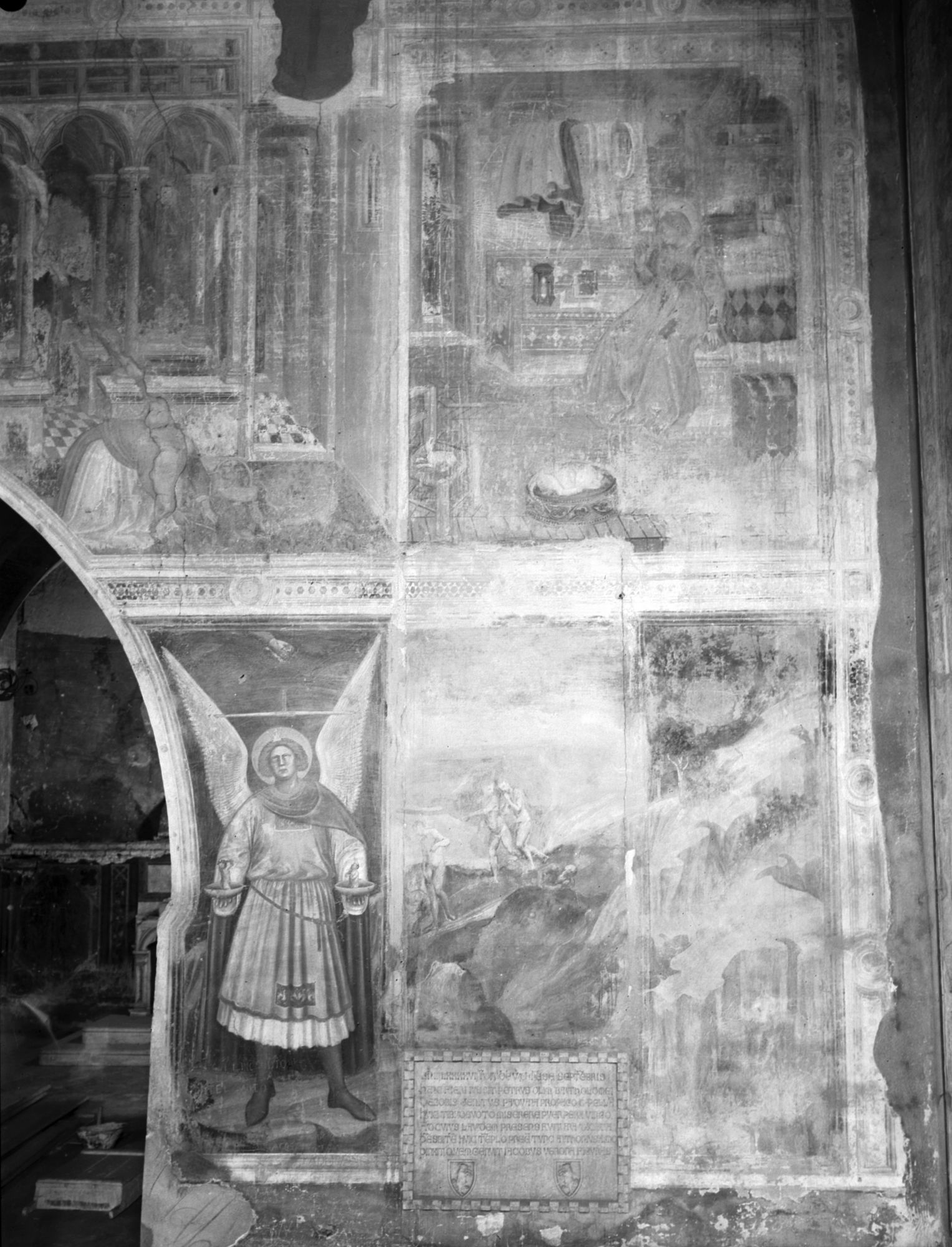 Cappella di San Michele. Particolare affresco, parete destra del presbiterio (negativo) di Gabinetto fotografico (XX)