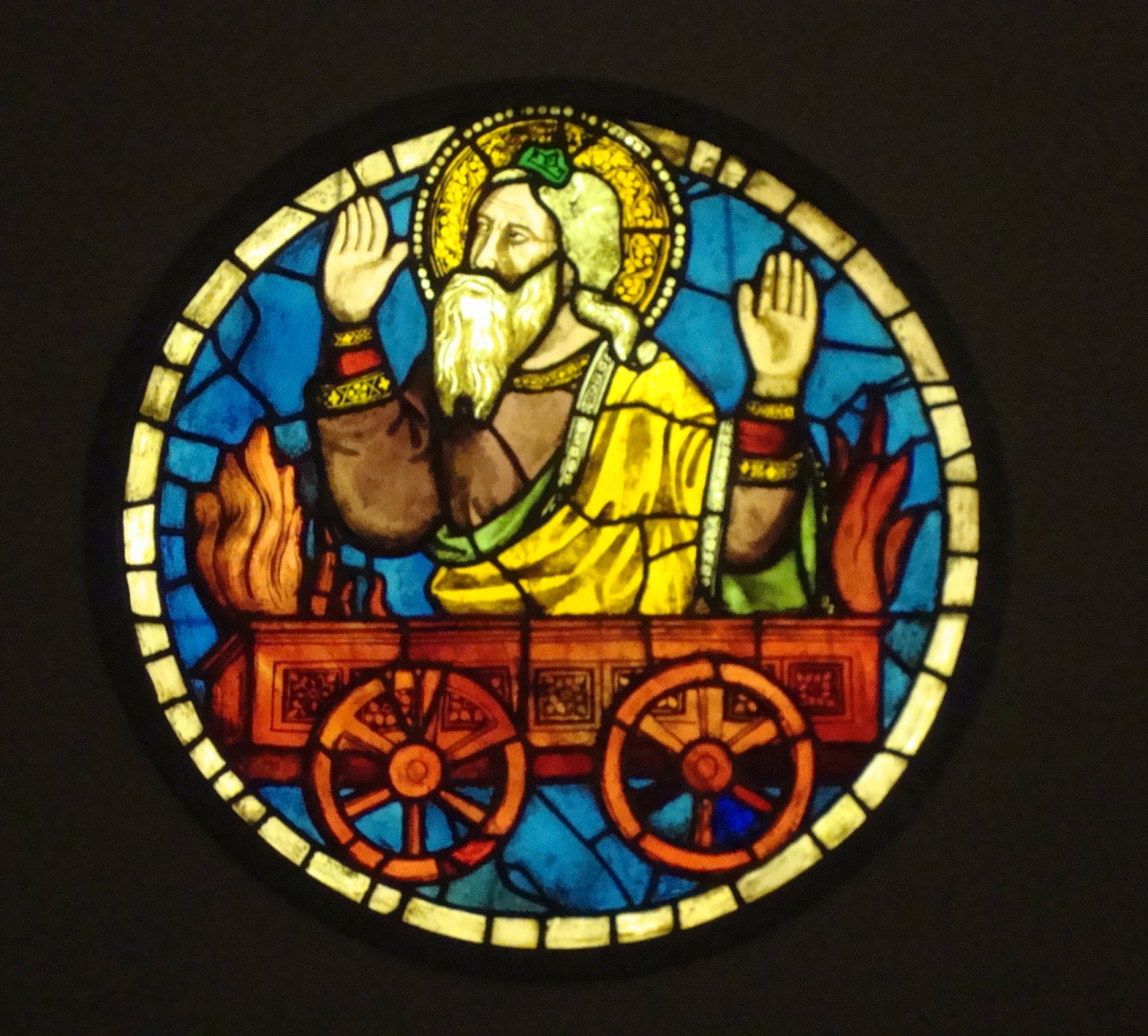 Elia sale al cielo sul carro di fuoco (vetrata dipinta) di Gaddi Taddeo (attribuito) (prima metà sec. XIV)