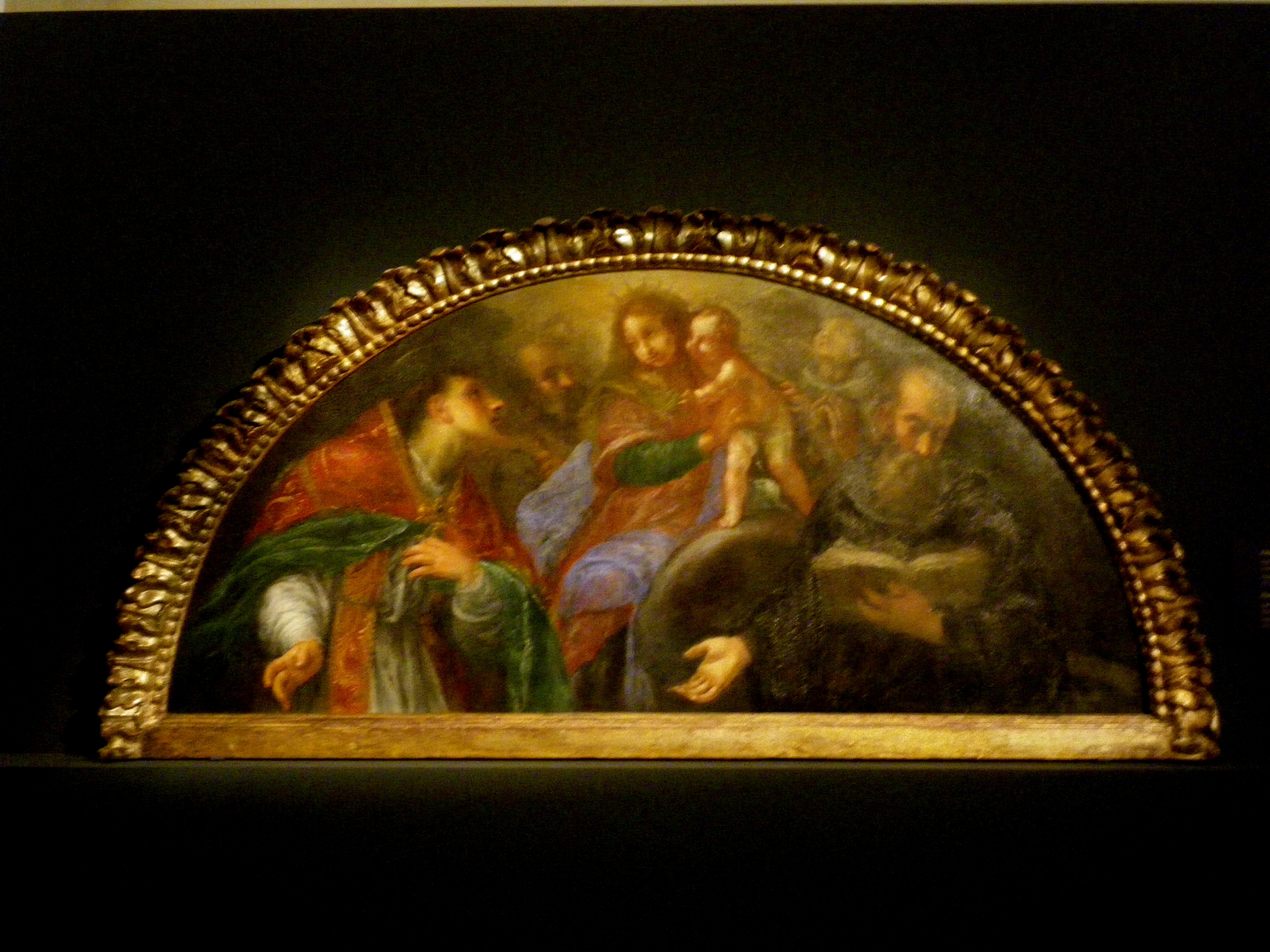 Madonna con Bambino, Santo vescovo, San Benedetto, San Giuseppe e San Bernardo da Chiaravalle (lunetta) - ambito fiorentino (fine sec. XVII)