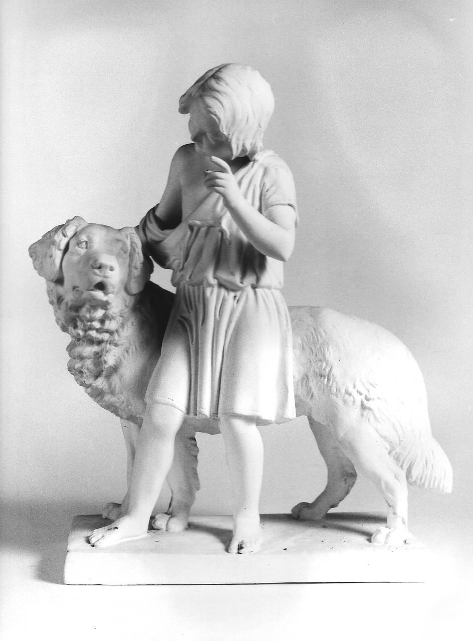 bambina con cane (calco, opera isolata) - bottega coreglina (fine sec. XIX)