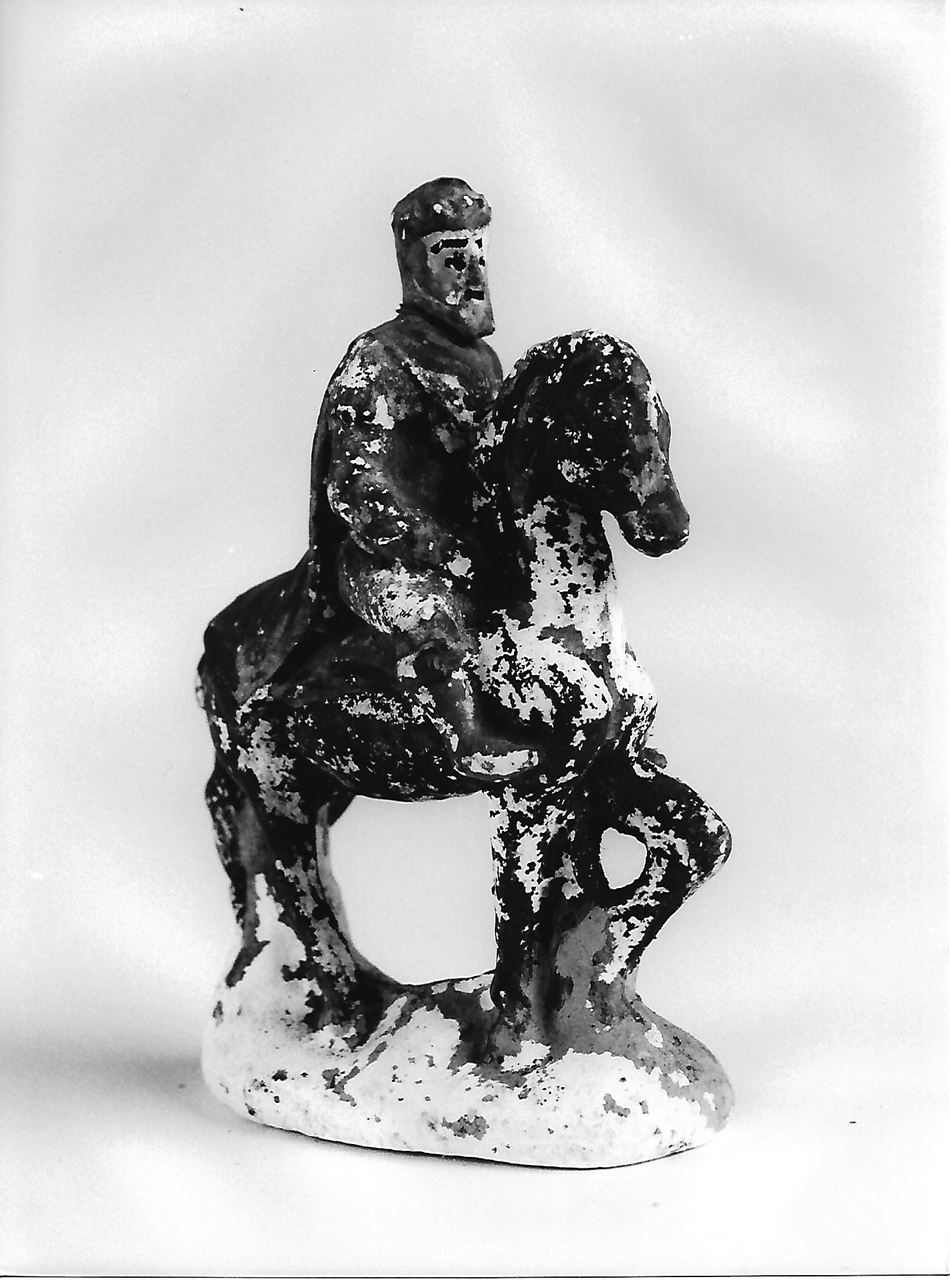 figura maschile a cavallo (calco, opera isolata) - produzione coreglina (inizio sec. XX)