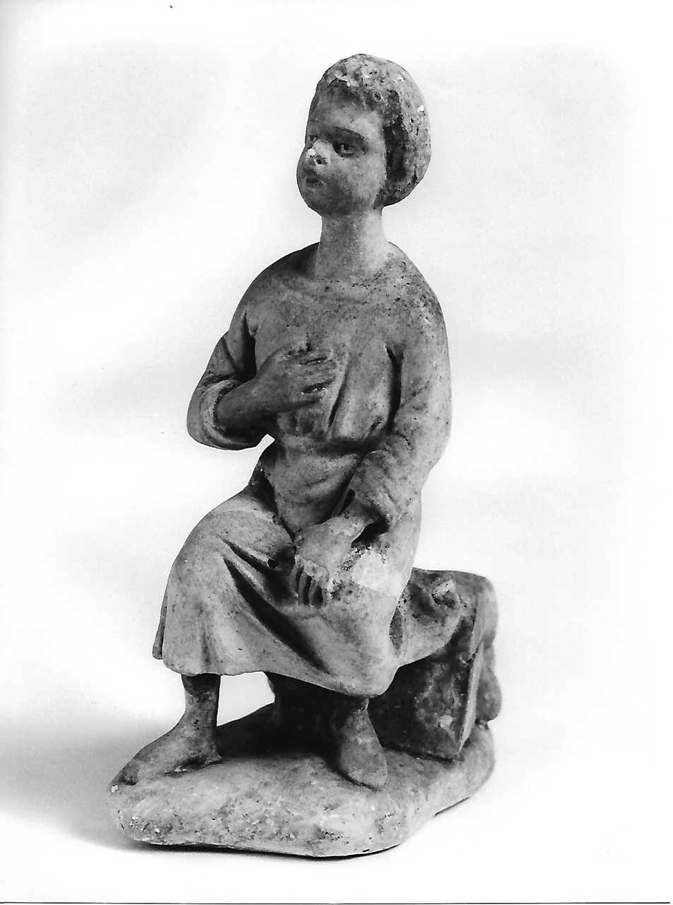 figura maschile seduta (calco, opera isolata) - produzione coreglina (inizio sec. XX)