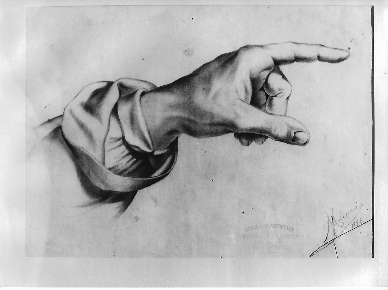 mano sinistra (disegno, opera isolata) - produzione coreglina (sec. XIX)